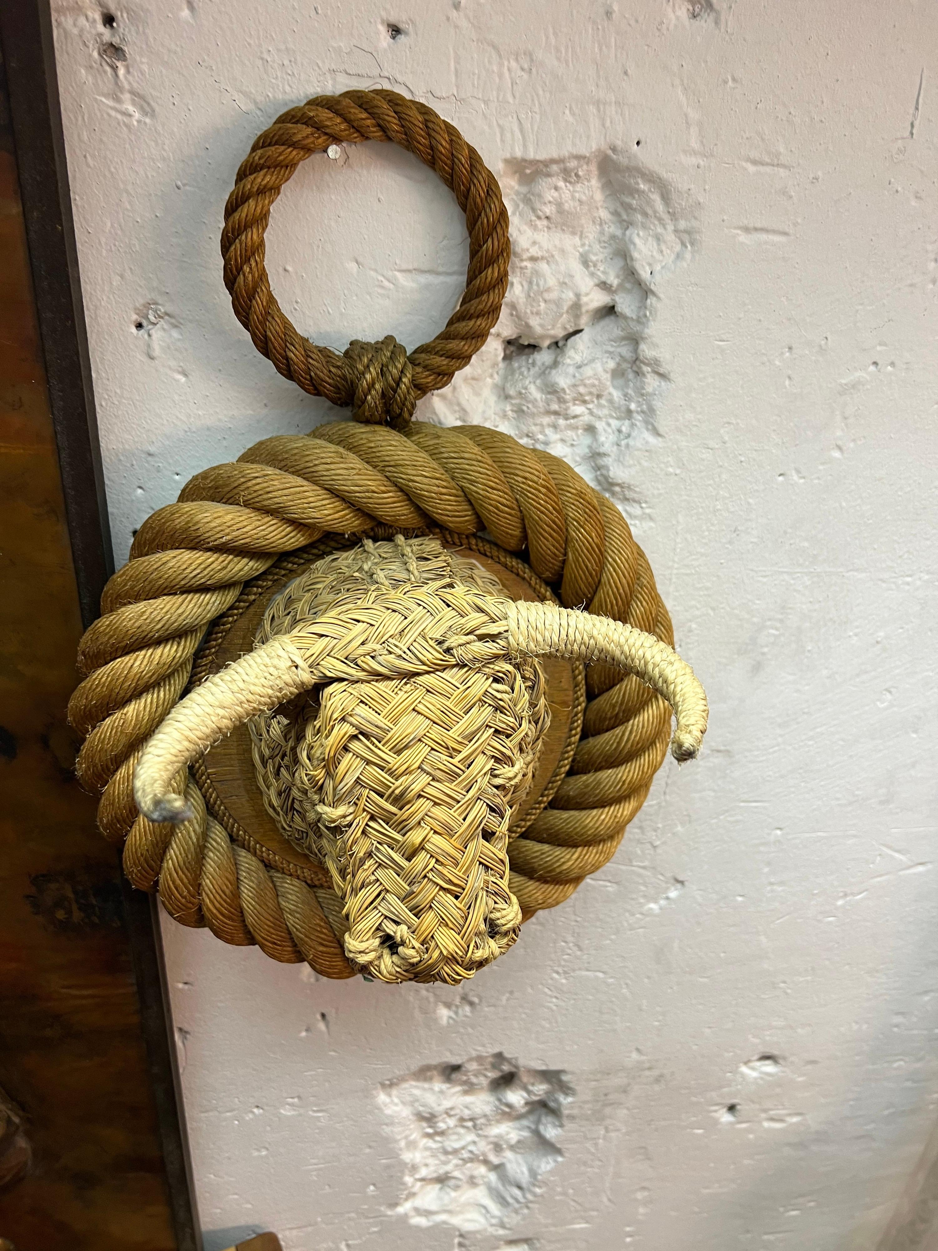 Modern Audoux Minet Rope and Rattan Bull Head