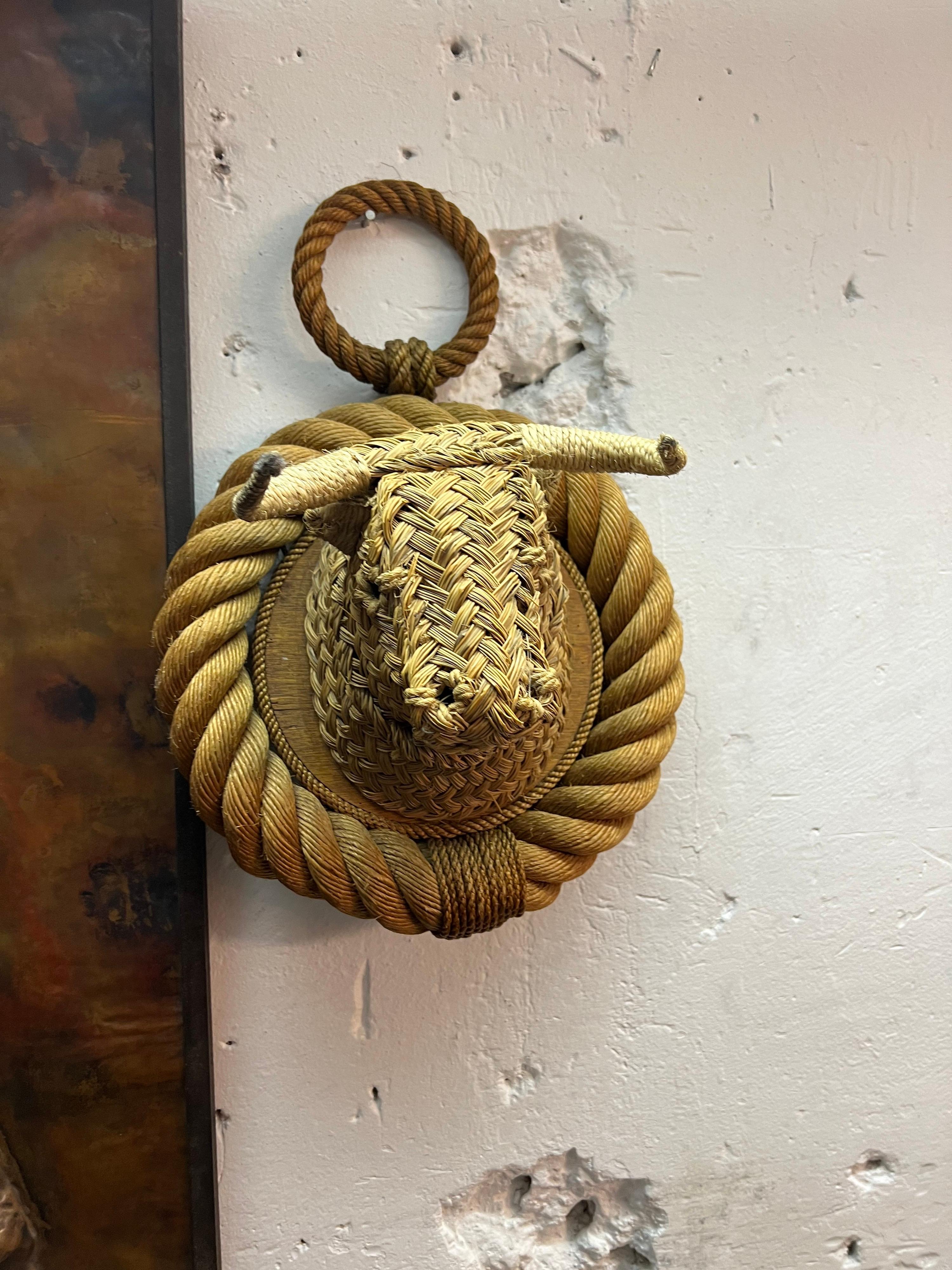French Audoux Minet Rope and Rattan Bull Head