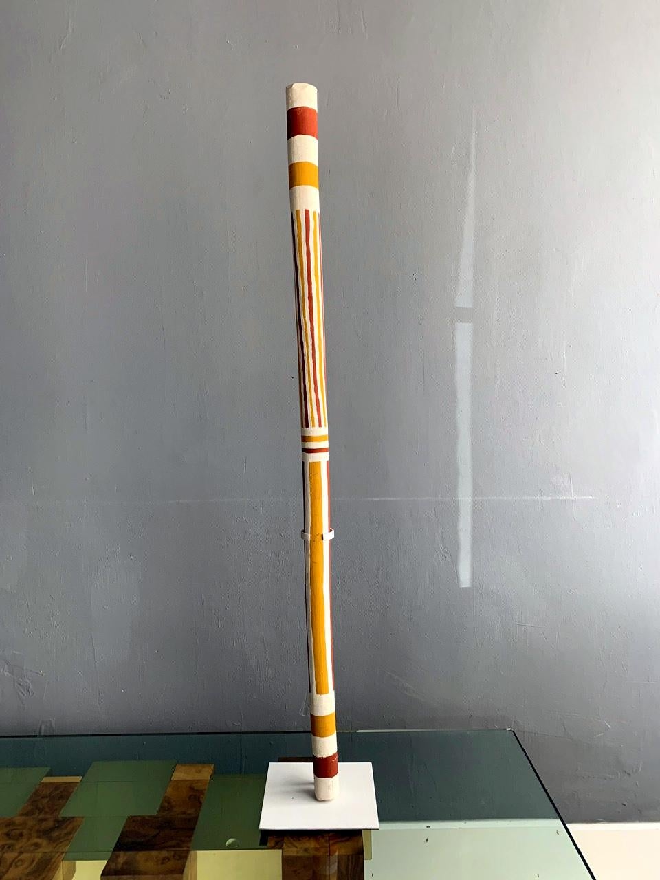 Title: A TOTEM pole painted with clan design
Artist: Christine Wankuwuy Burarrwanga
DOB: 31/05/1977
Clan: Gumatj
Medium: Acrylic on wood
Provenance: COA from Elco Island Art Center Galiwin'Ku Community.