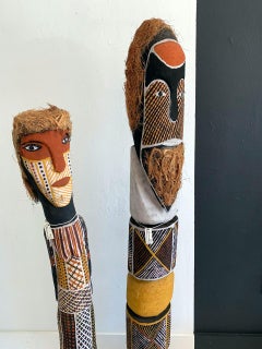 Australian Aboriginal Primordial Ancestor Couple Statues from Tiwi Island