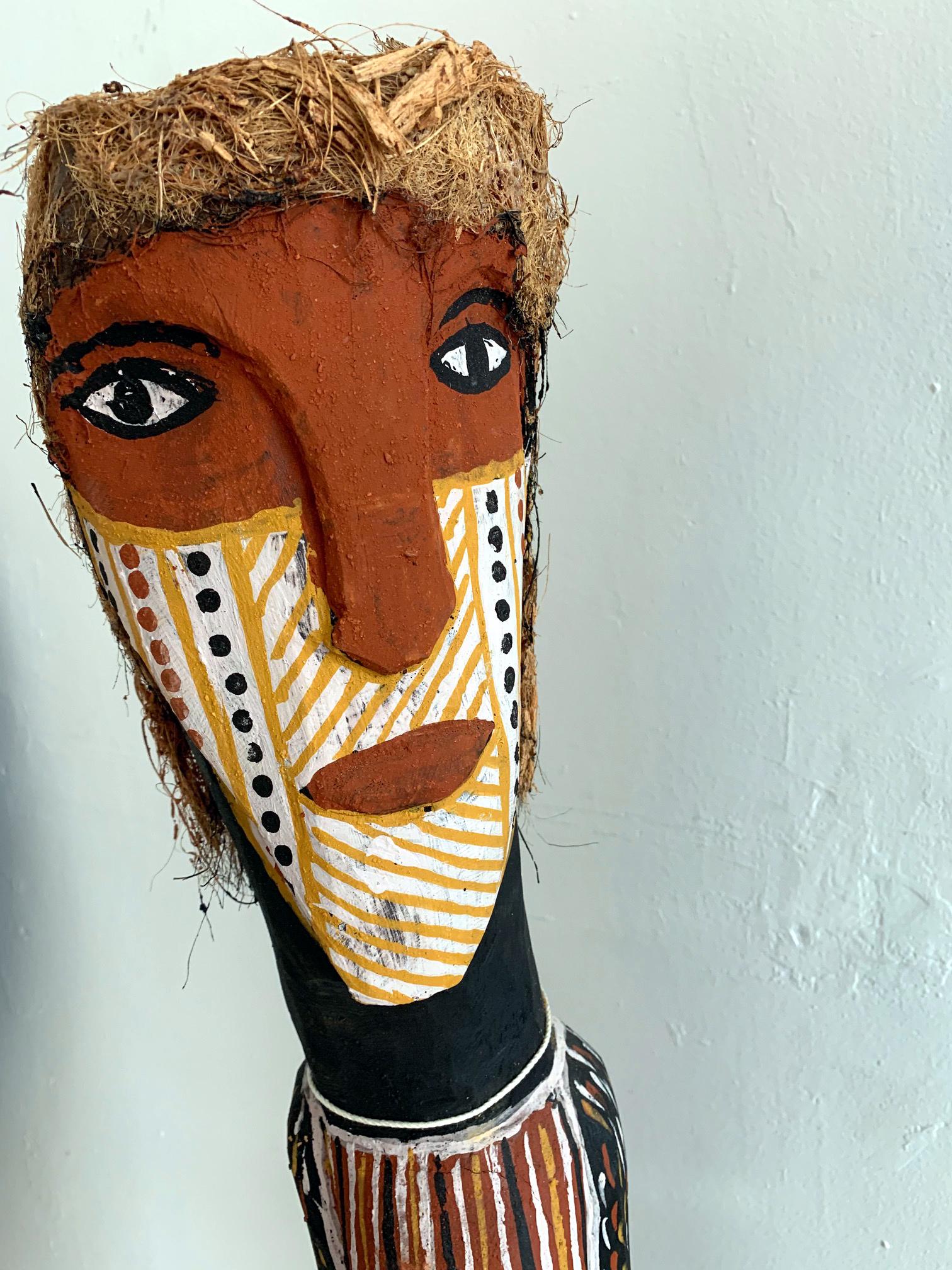 Folk Art Australian Aboriginal Primordial Ancestor Couple Statues from Tiwi Island