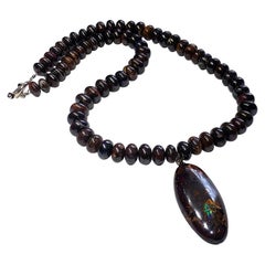 An Australian Boulder Opal Pendant & Necklace