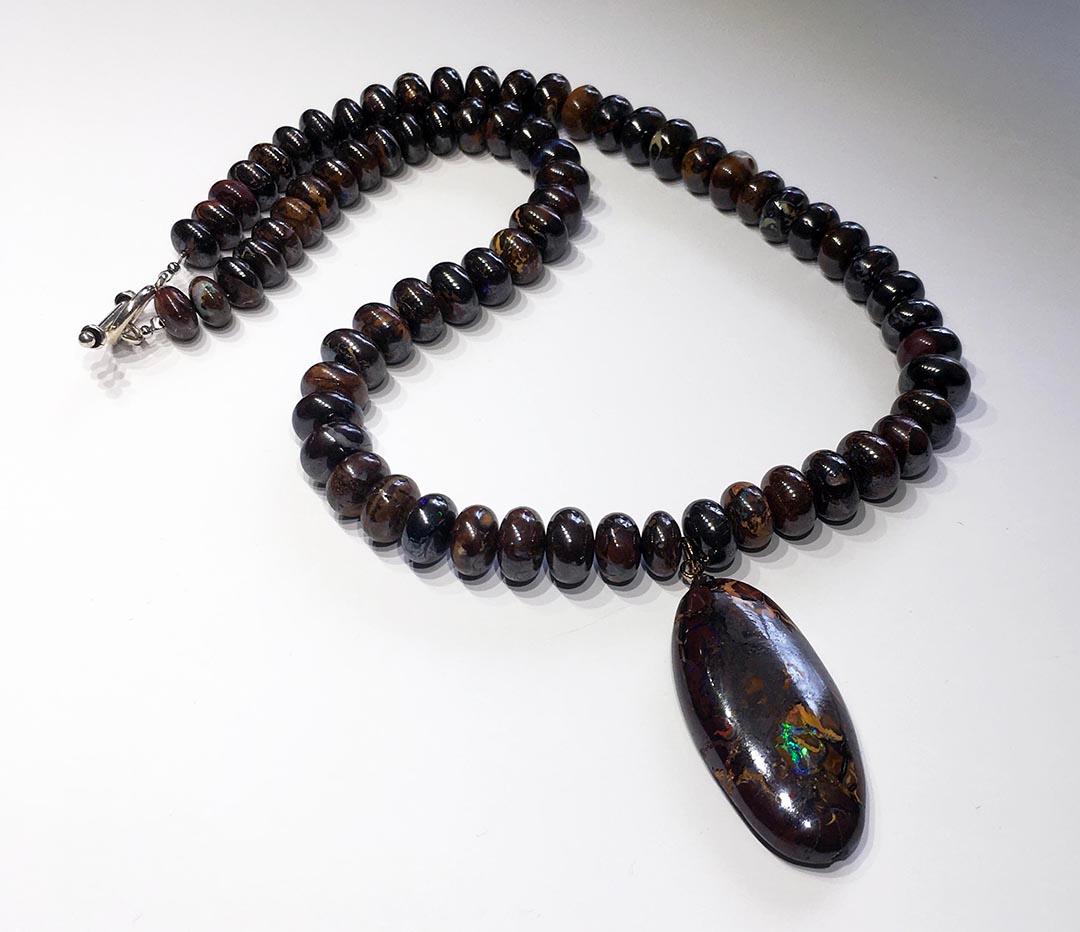 An Australian Boulder Opal Pendant & Necklace In New Condition For Sale In Coupeville, WA