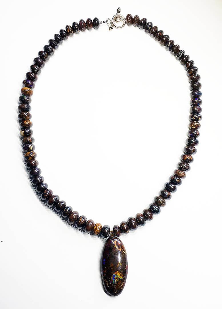 Women's or Men's An Australian Boulder Opal Pendant & Necklace For Sale