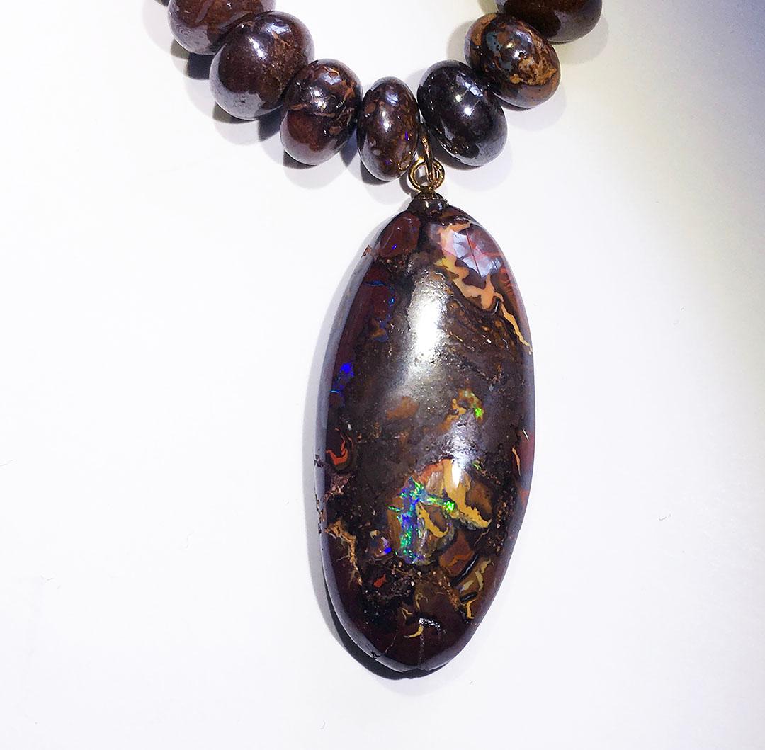 An Australian Boulder Opal Pendant & Necklace For Sale 1