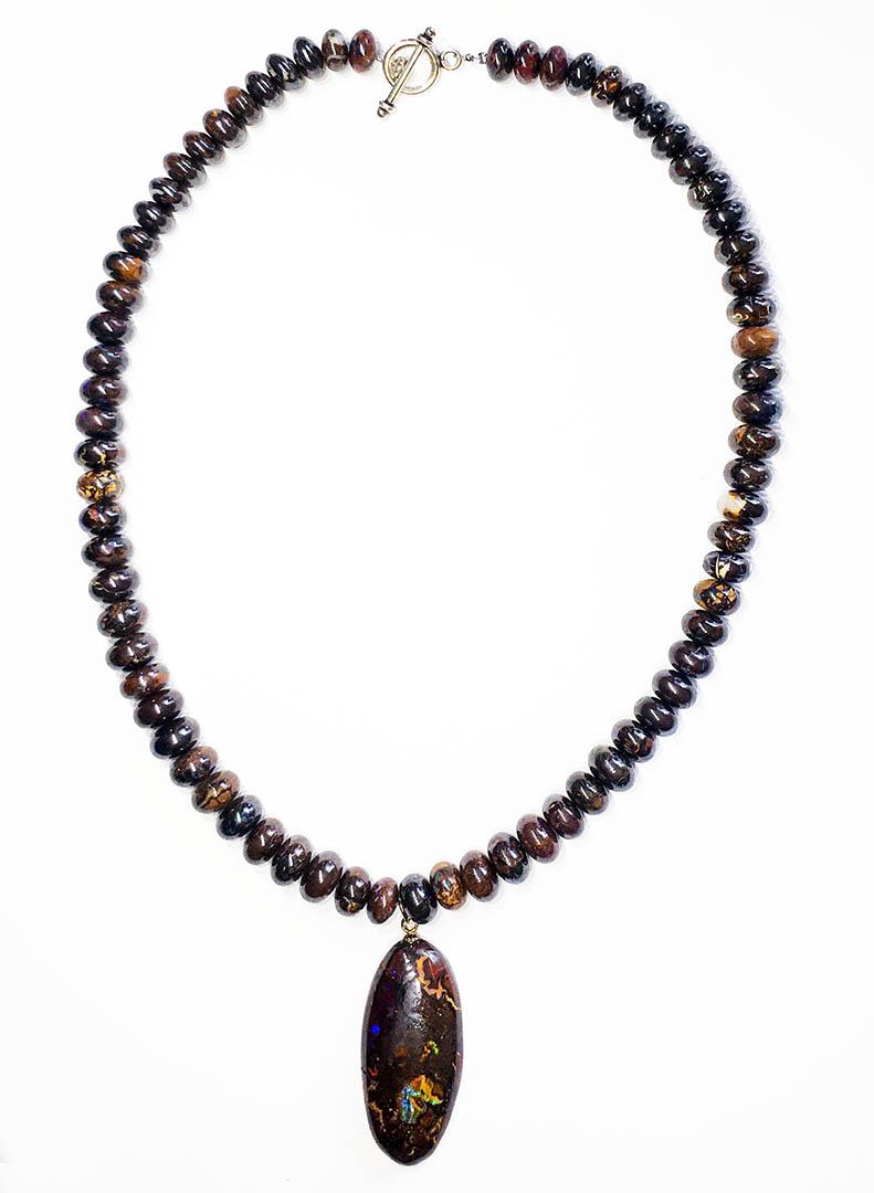 An Australian Boulder Opal Pendant & Necklace For Sale 2