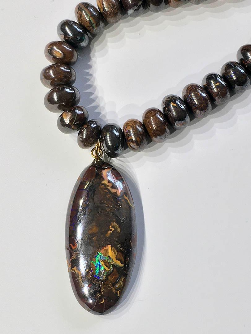 An Australian Boulder Opal Pendant & Necklace For Sale 3