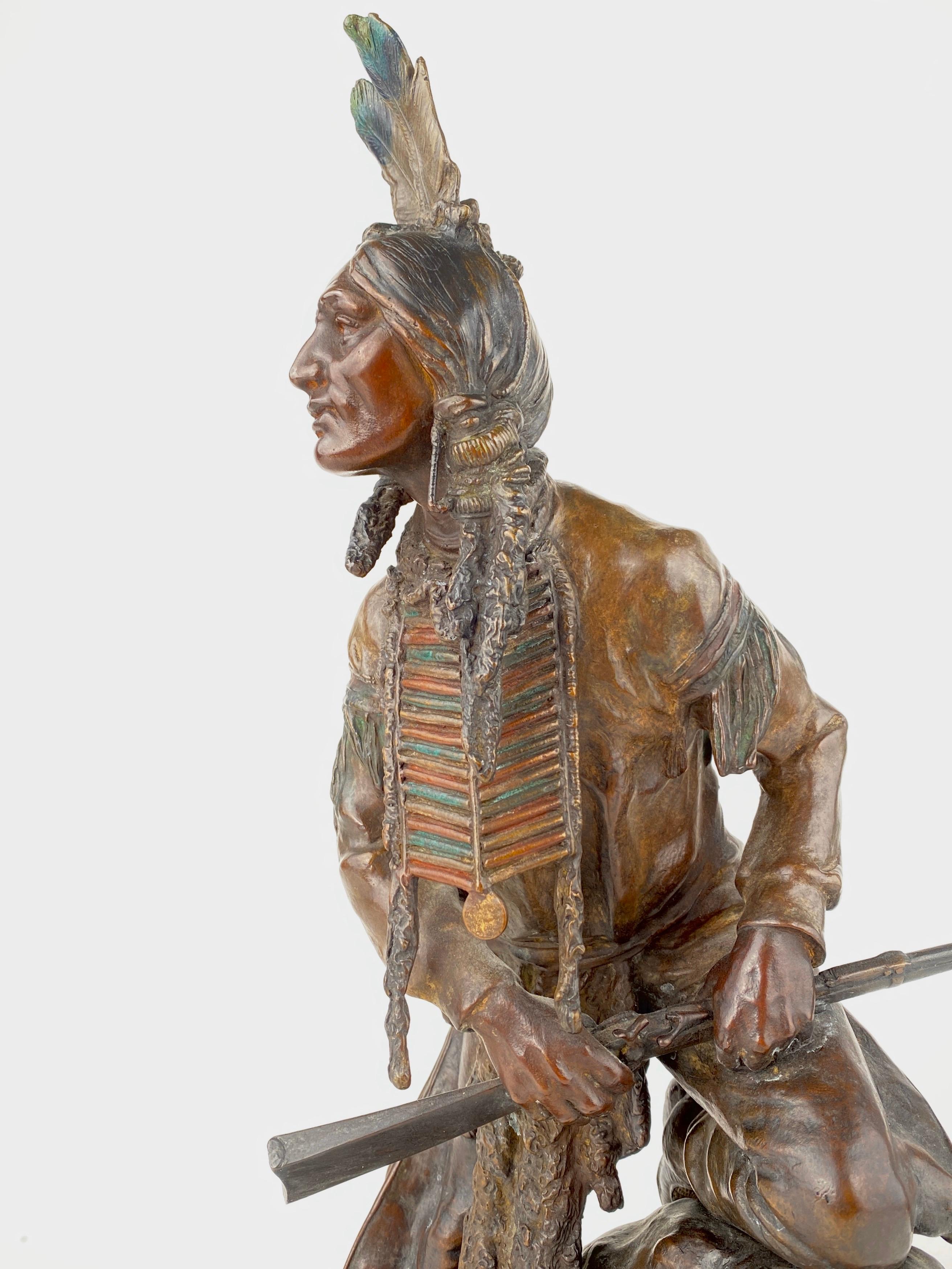 Austrian Art Nouveau American Indian Bronze “The Scout” by, Carl Kauba 3