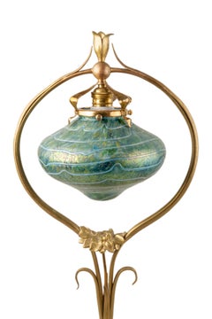 An Austrian Art Nouveau Desk Lamp with Pallme-Konig Art Glass Shade
