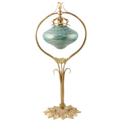 An Austrian Art Nouveau Desk Lamp with Pallme-Konig Art Glass Shade 