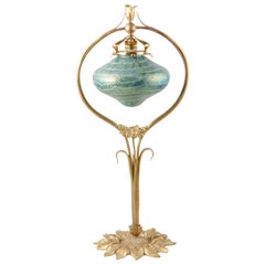 An Austrian Art Nouveau Desk Lamp with Pallme-Konig Art Glass Shade