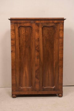 Austrian Biedermeier Walnut Wood Armoire Wardrobe Cabinet, circa 1830s