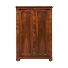 Antique Austrian Biedermeier Walnut Wood Armoire Wardrobe Cabinet, circa 1830s