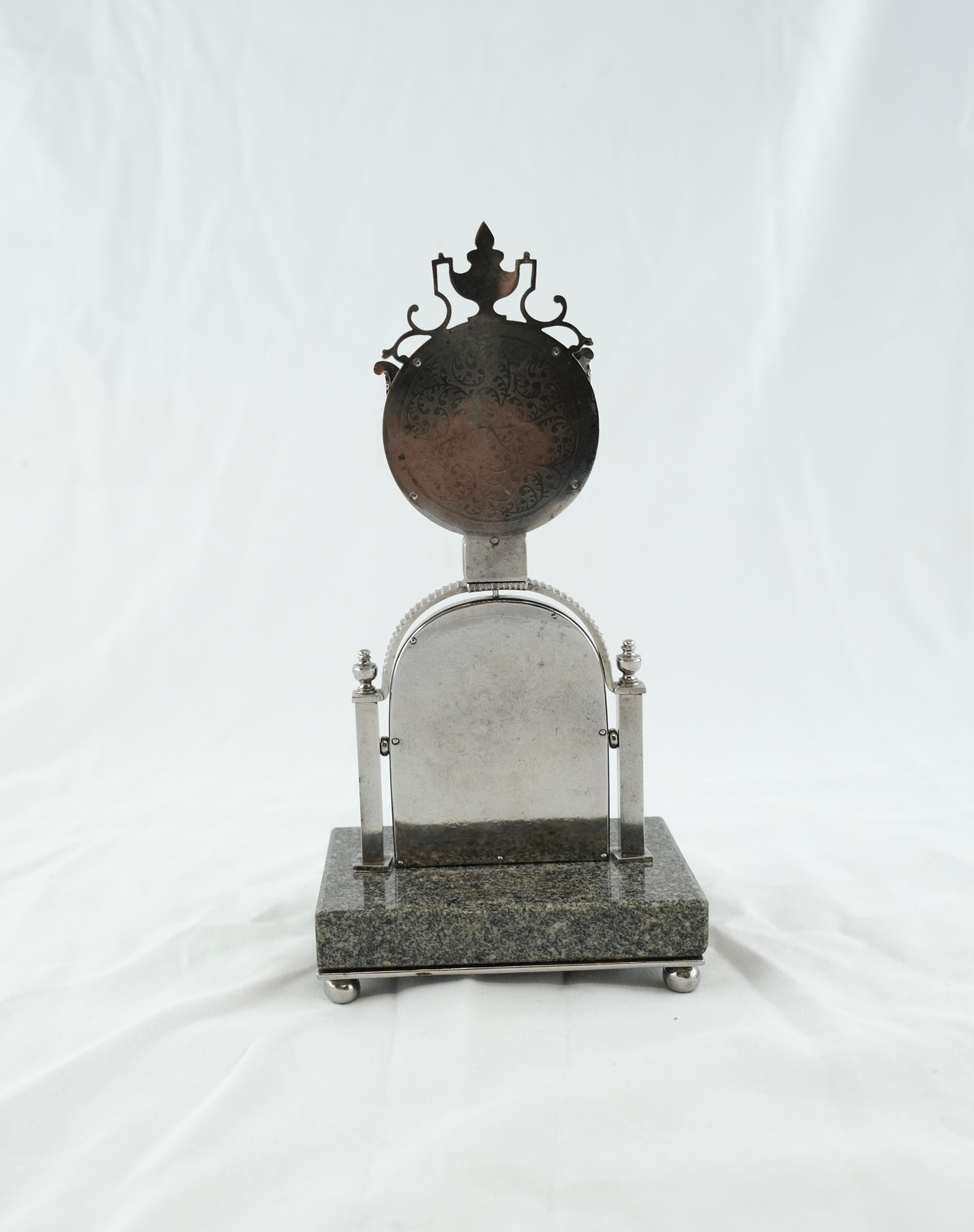 Austrian Clock Holder, Granite and Steel with Picture St Stephans Dome For Sale 4