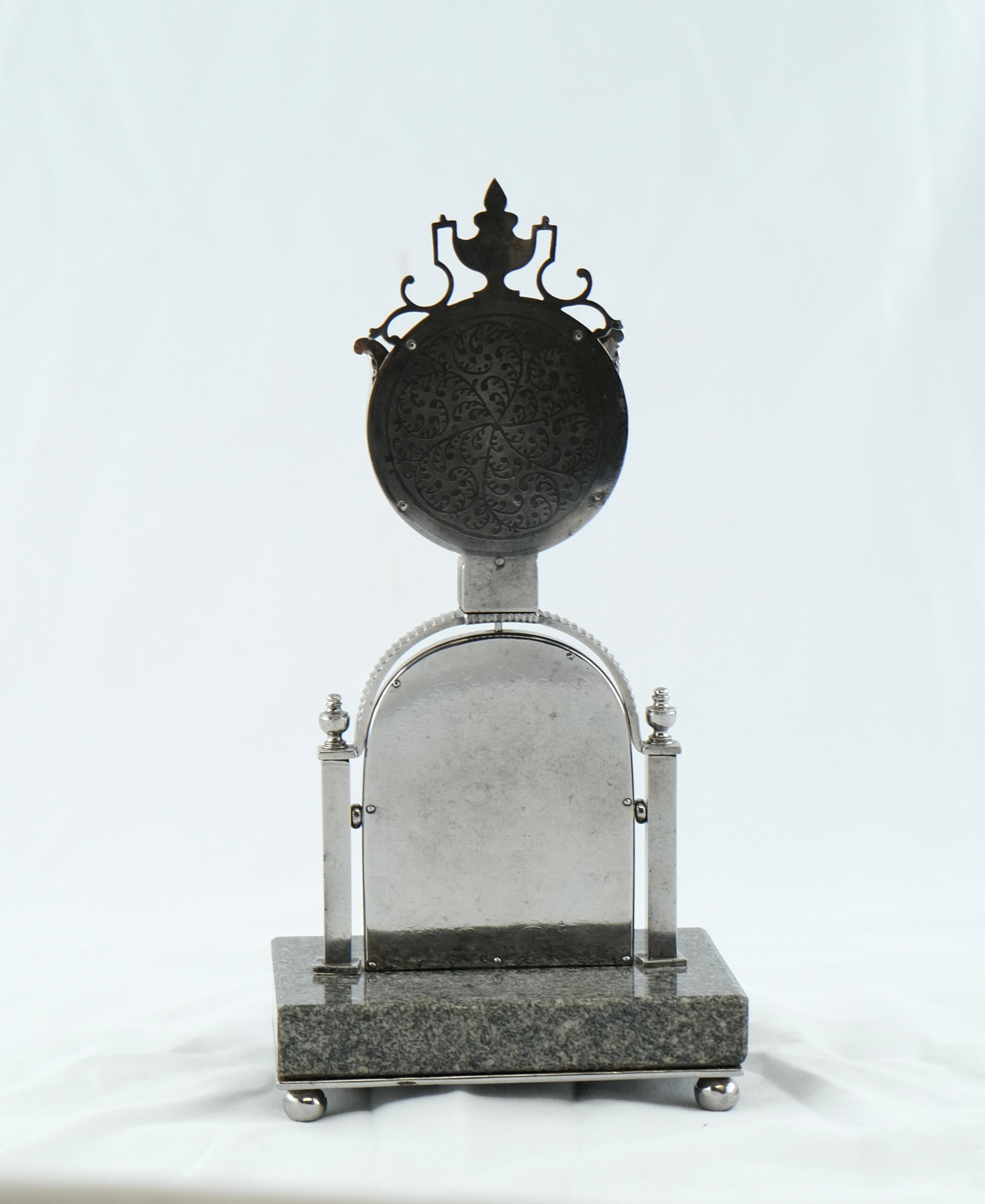Austrian Clock Holder, Granite and Steel with Picture St Stephans Dome For Sale 5