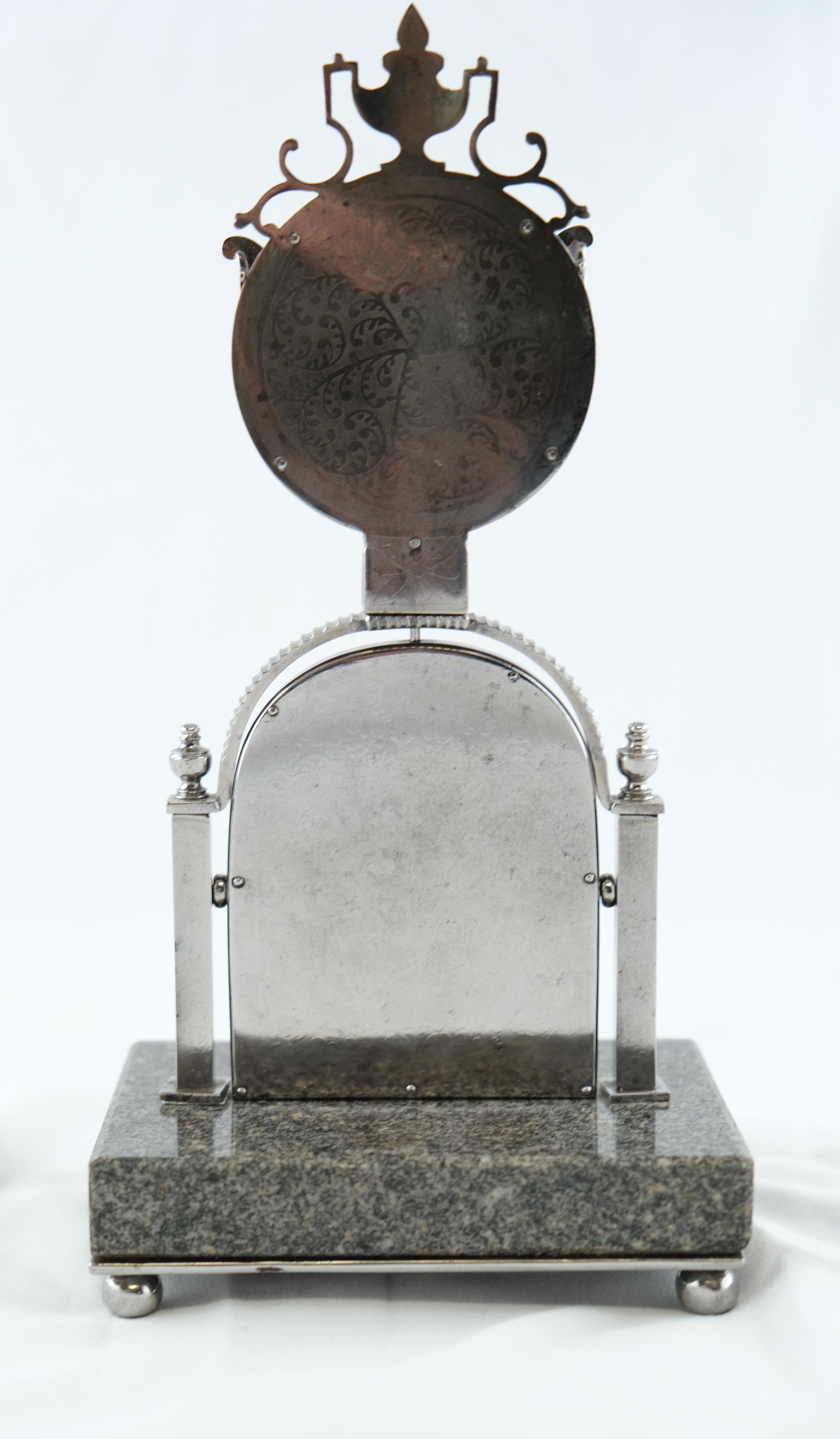 Austrian Clock Holder, Granite and Steel with Picture St Stephans Dome For Sale 10