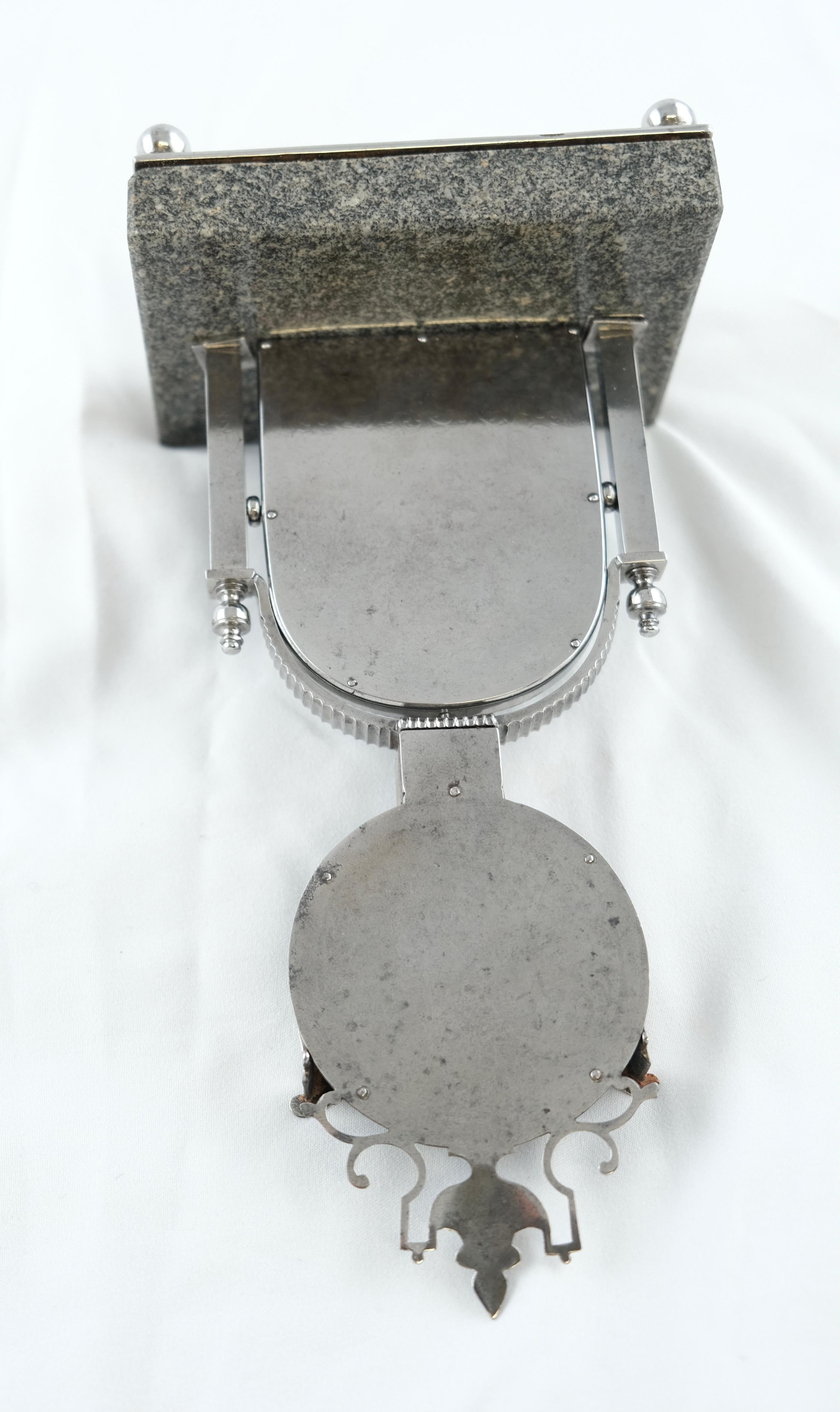 Austrian Clock Holder, Granite and Steel with Picture St Stephans Dome For Sale 12