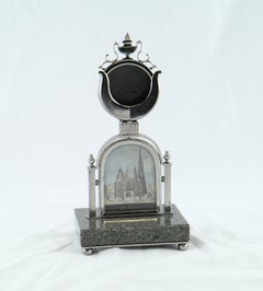 Austrian Clock Holder, Granite and Steel with Picture St Stephans Dome