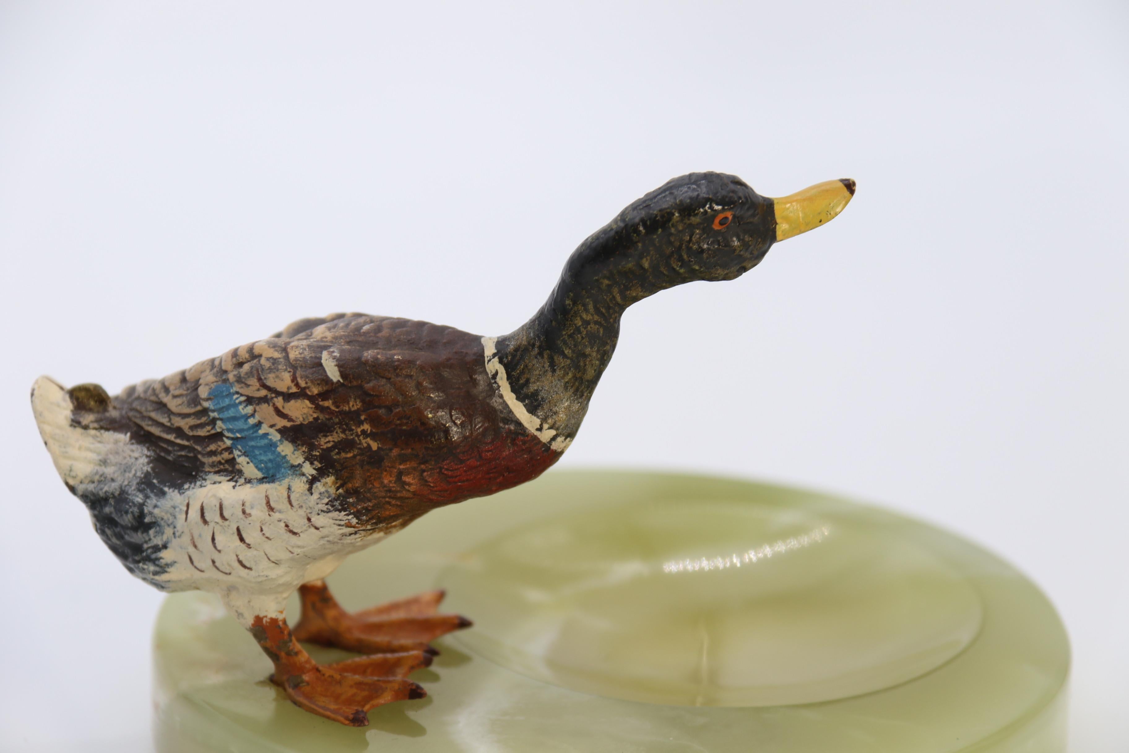 Austrian Cold Painted Bronze Study of a Drake Mallard Duck Drinking, circa 1930 For Sale 8