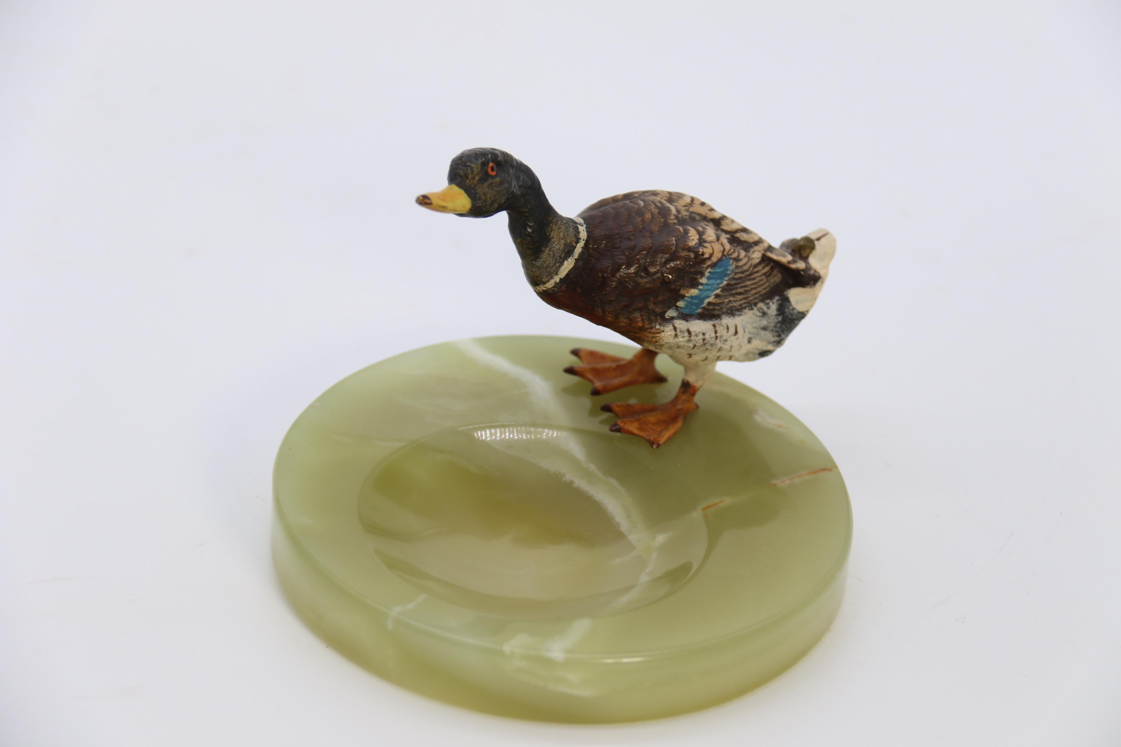 Austrian Cold Painted Bronze Study of a Drake Mallard Duck Drinking, circa 1930 For Sale 9