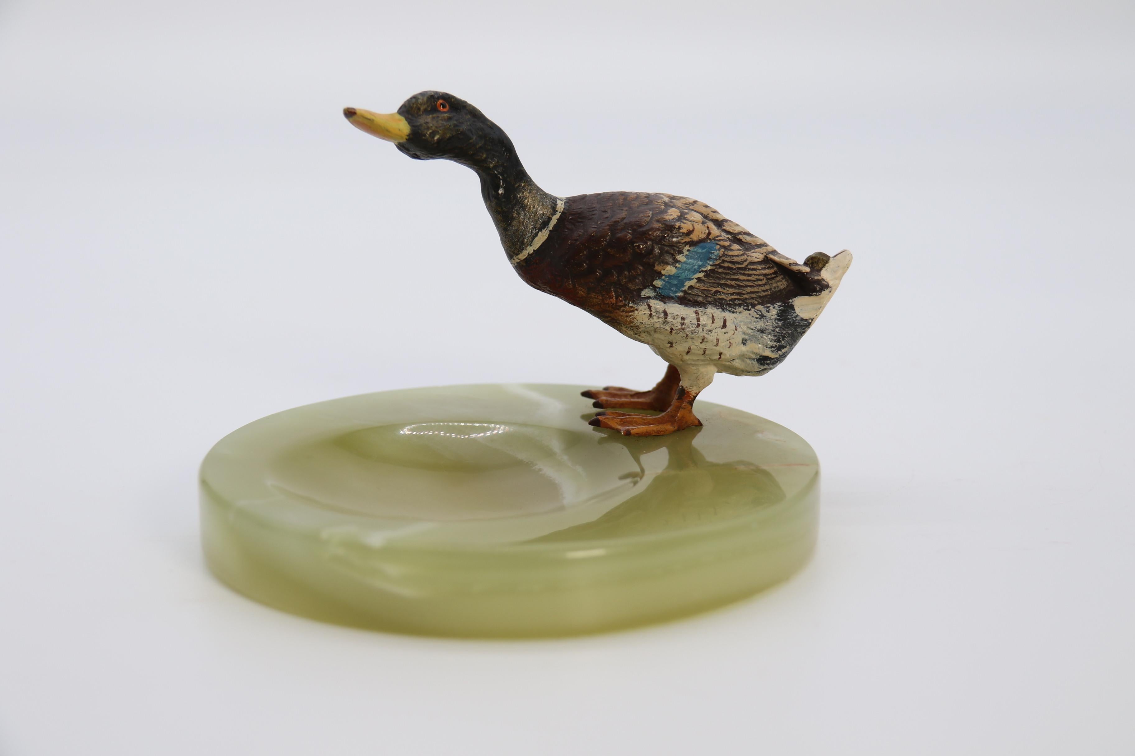Austrian Cold Painted Bronze Study of a Drake Mallard Duck Drinking, circa 1930 For Sale 10