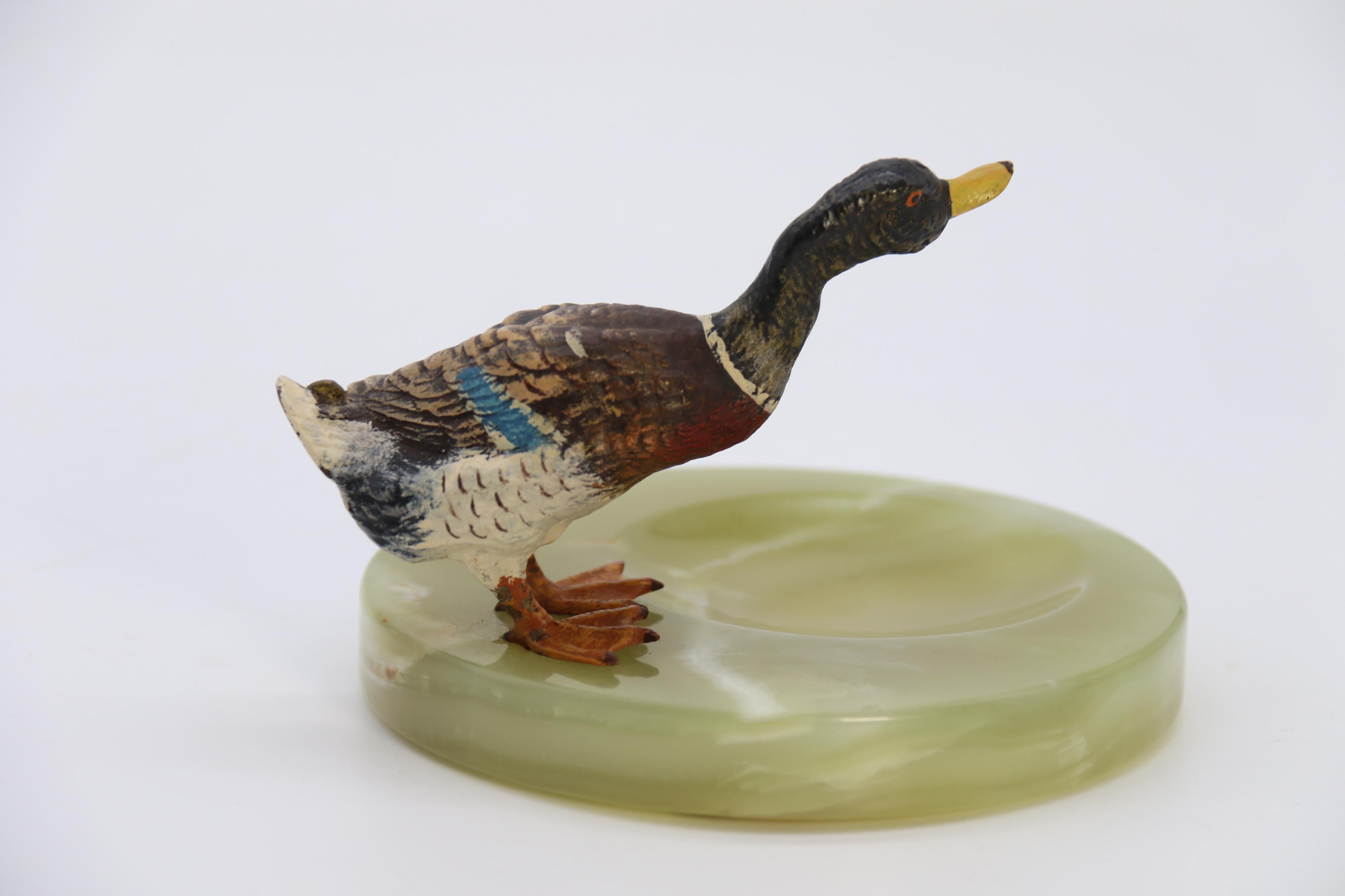 Austrian Cold Painted Bronze Study of a Drake Mallard Duck Drinking, circa 1930 For Sale 4