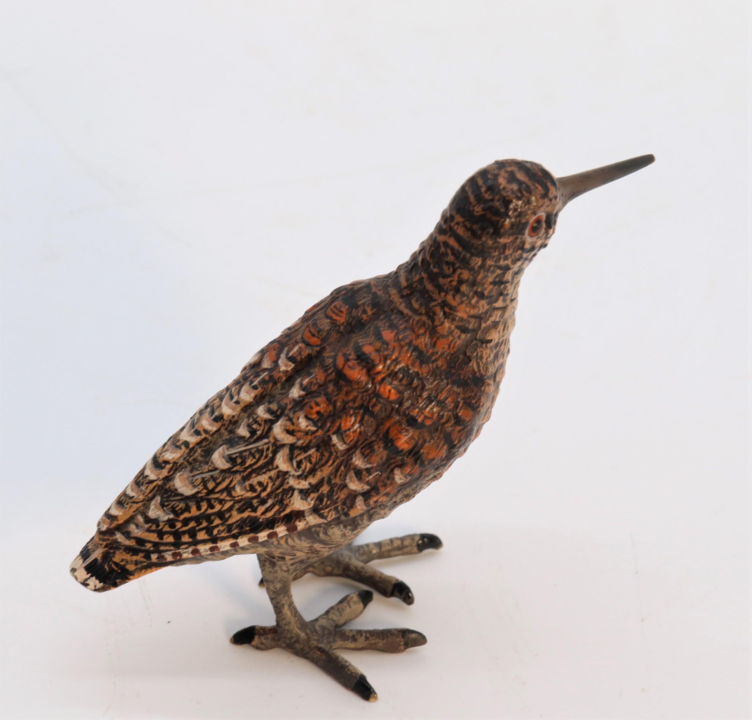 20th Century An Austrian cold painted bronze study of a woodcock by Franz Xavier Bergman For Sale