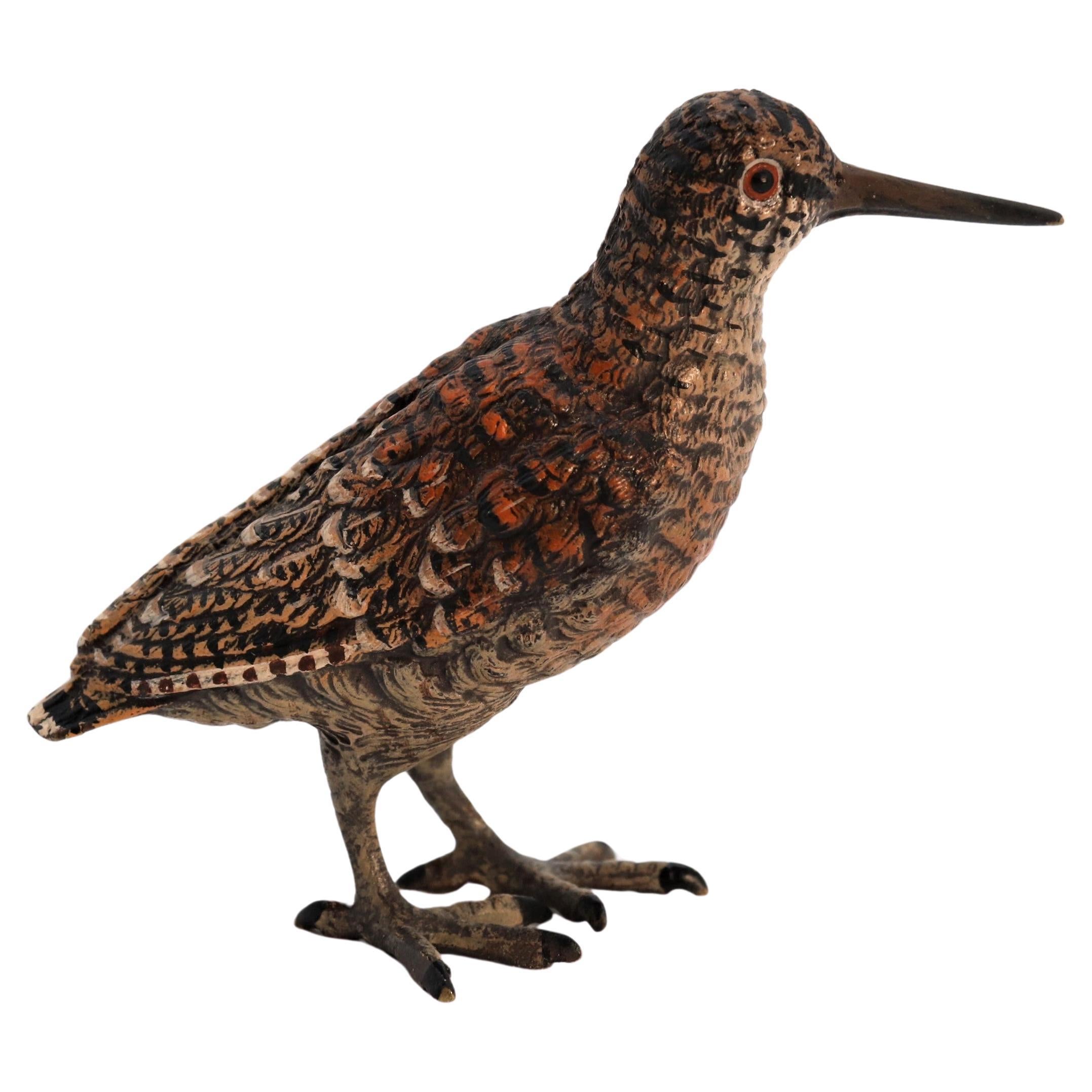 An Austrian cold painted bronze study of a woodcock by Franz Xavier Bergman For Sale