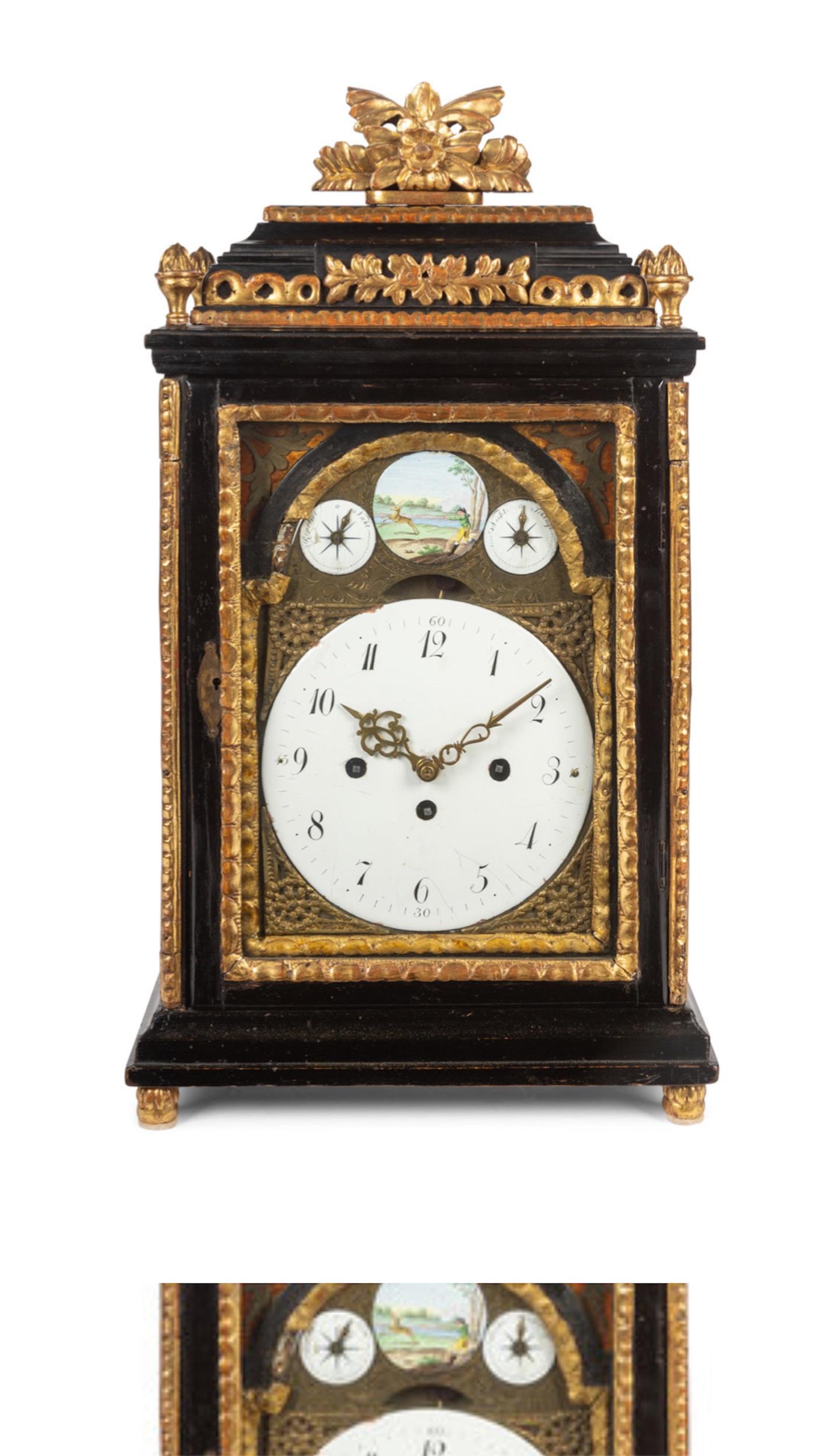 An Austrian Ebonized and Parcel Gilt Bracket Clock  Late 18th/Early 19th Century For Sale 1