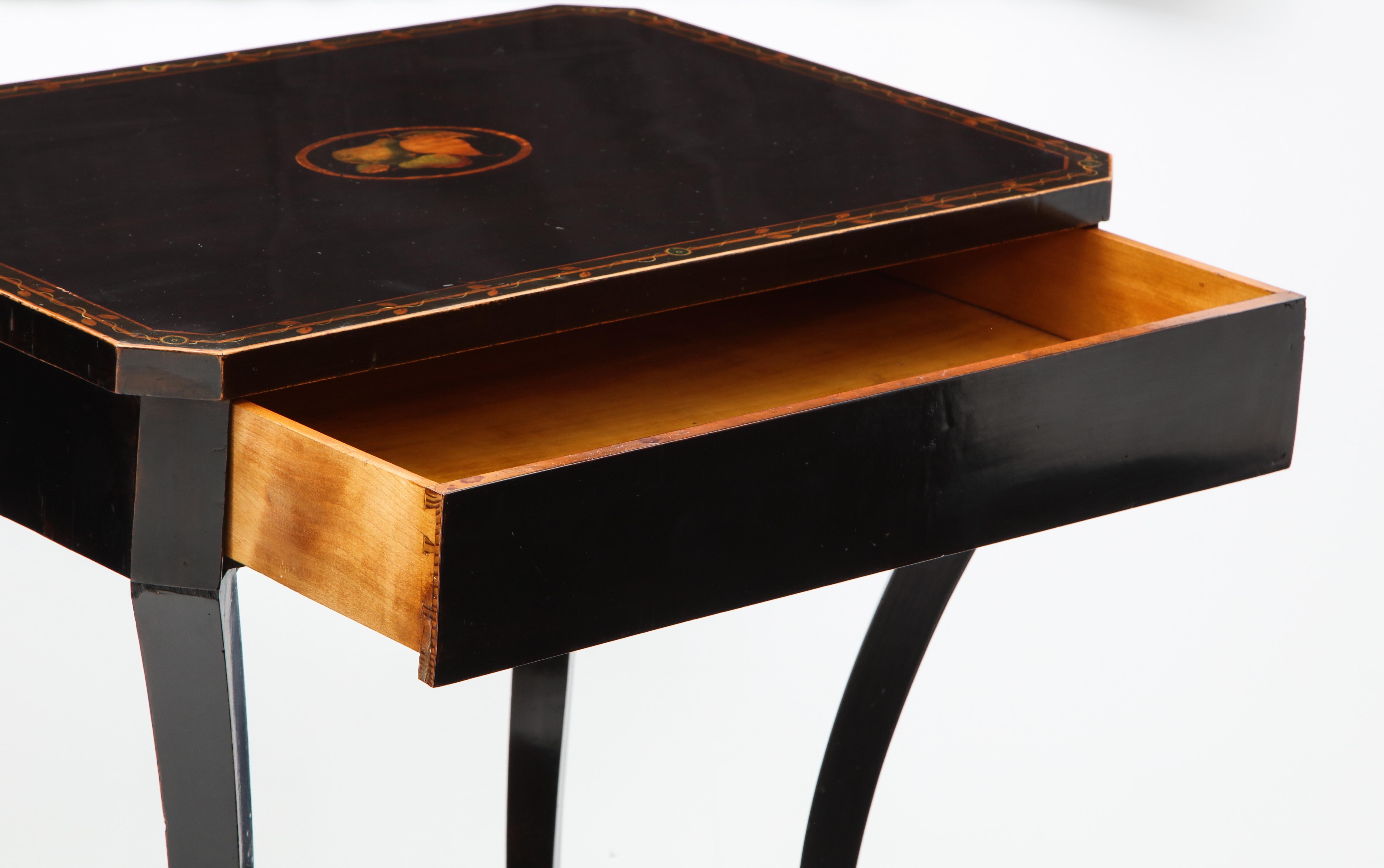 Austrian Empire Fruitwood, Stenciled and Ebonized Side Table, circa 1820s 1