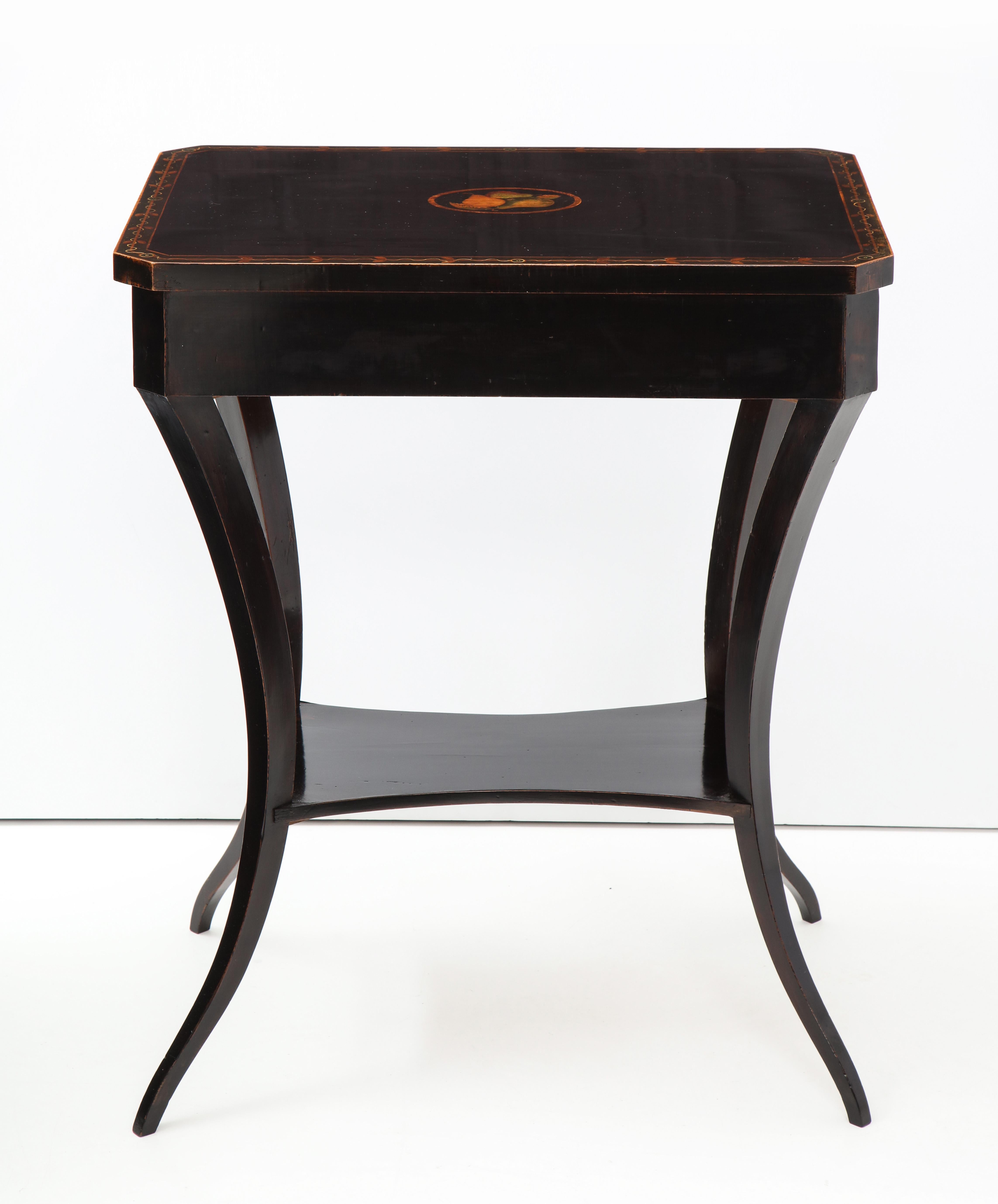 Austrian Empire Fruitwood, Stenciled and Ebonized Side Table, circa 1820s 3