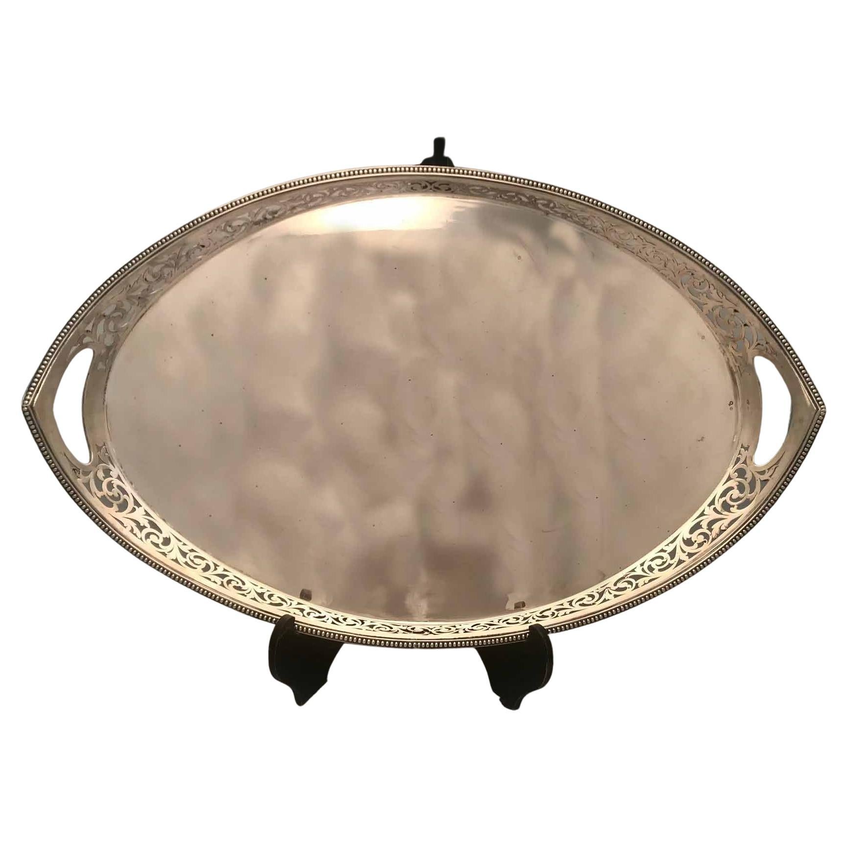 Austrian Silver Galleried Oval Tray In Good Condition For Sale In Montreal, QC