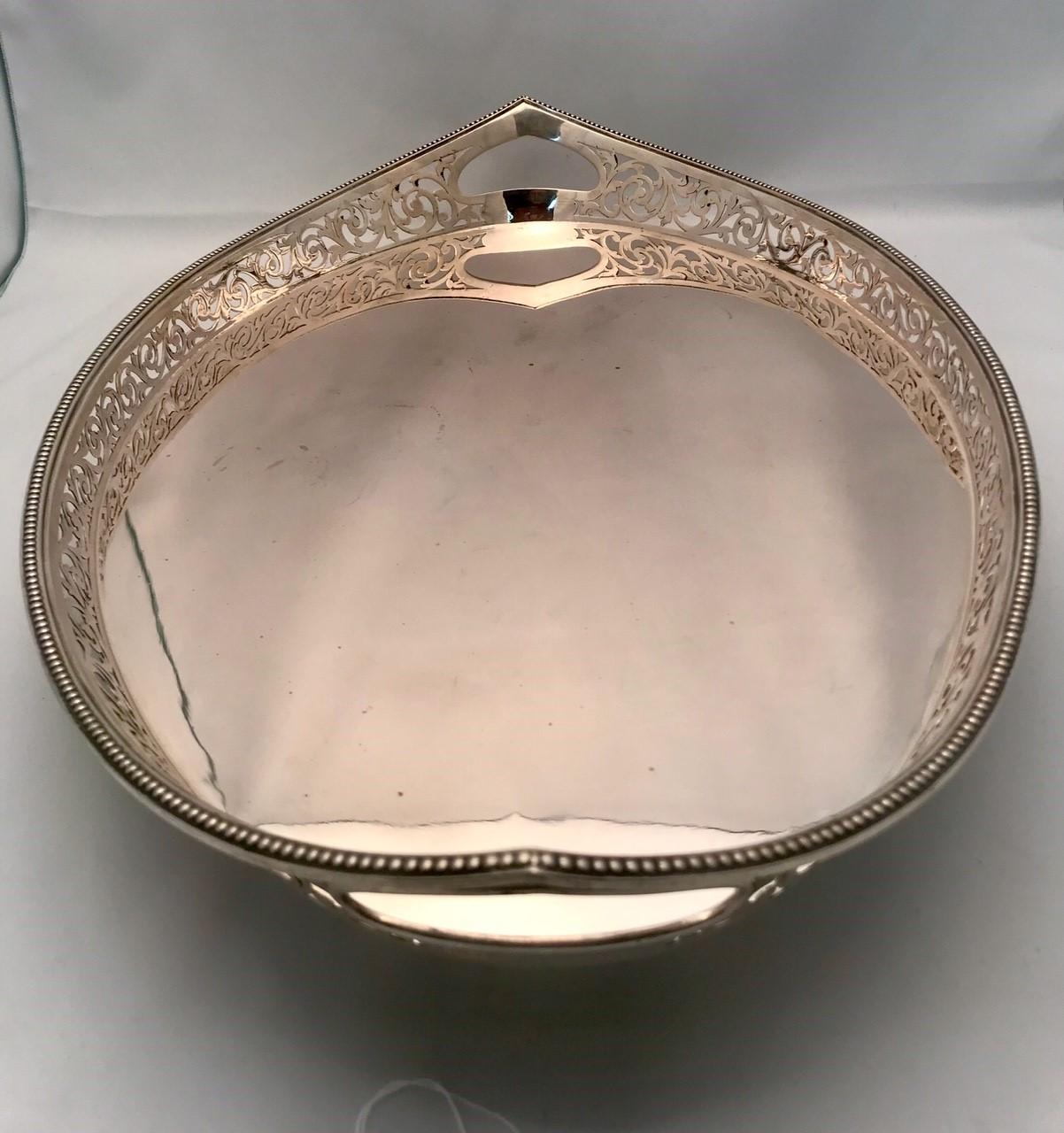 20th Century Austrian Silver Galleried Oval Tray For Sale