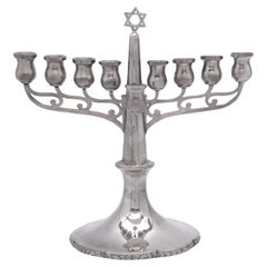 Antique An Austrian Silver Hanukkah Menorah, Circa early 20th Century