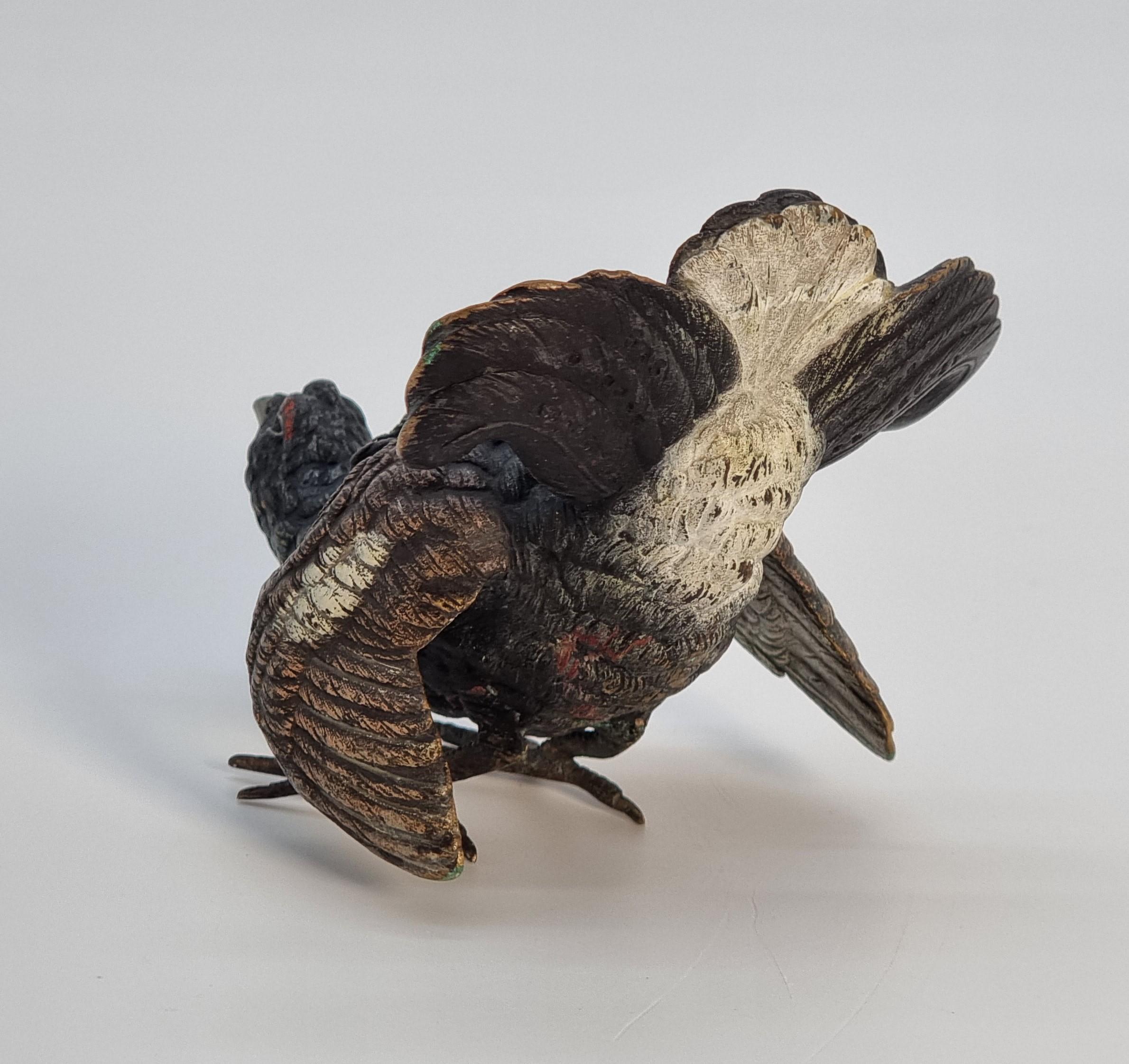 Belle Époque An Austrian Vienna late 19th century cold painted bronze study of a capercaillie For Sale