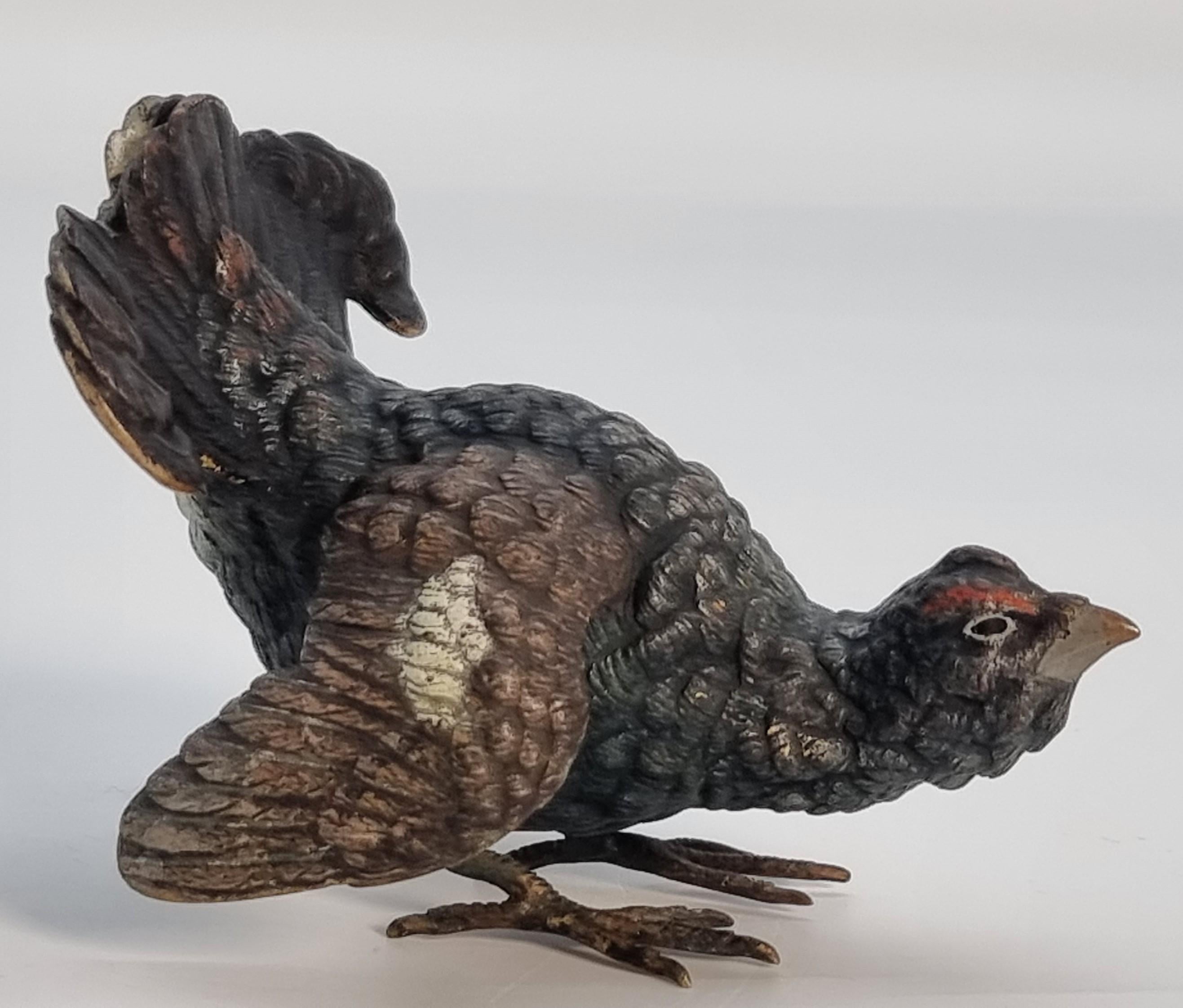 An Austrian Vienna late 19th century cold painted bronze study of a capercaillie For Sale 2