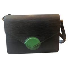 An Authentic 1993 Louis Vuitton Black and Green Epi Leather Hoche Shoulder Bag