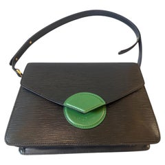 An Authentic 1993 Louis Vuitton Black and Green Epi Leather Hoche Shoulder Bag