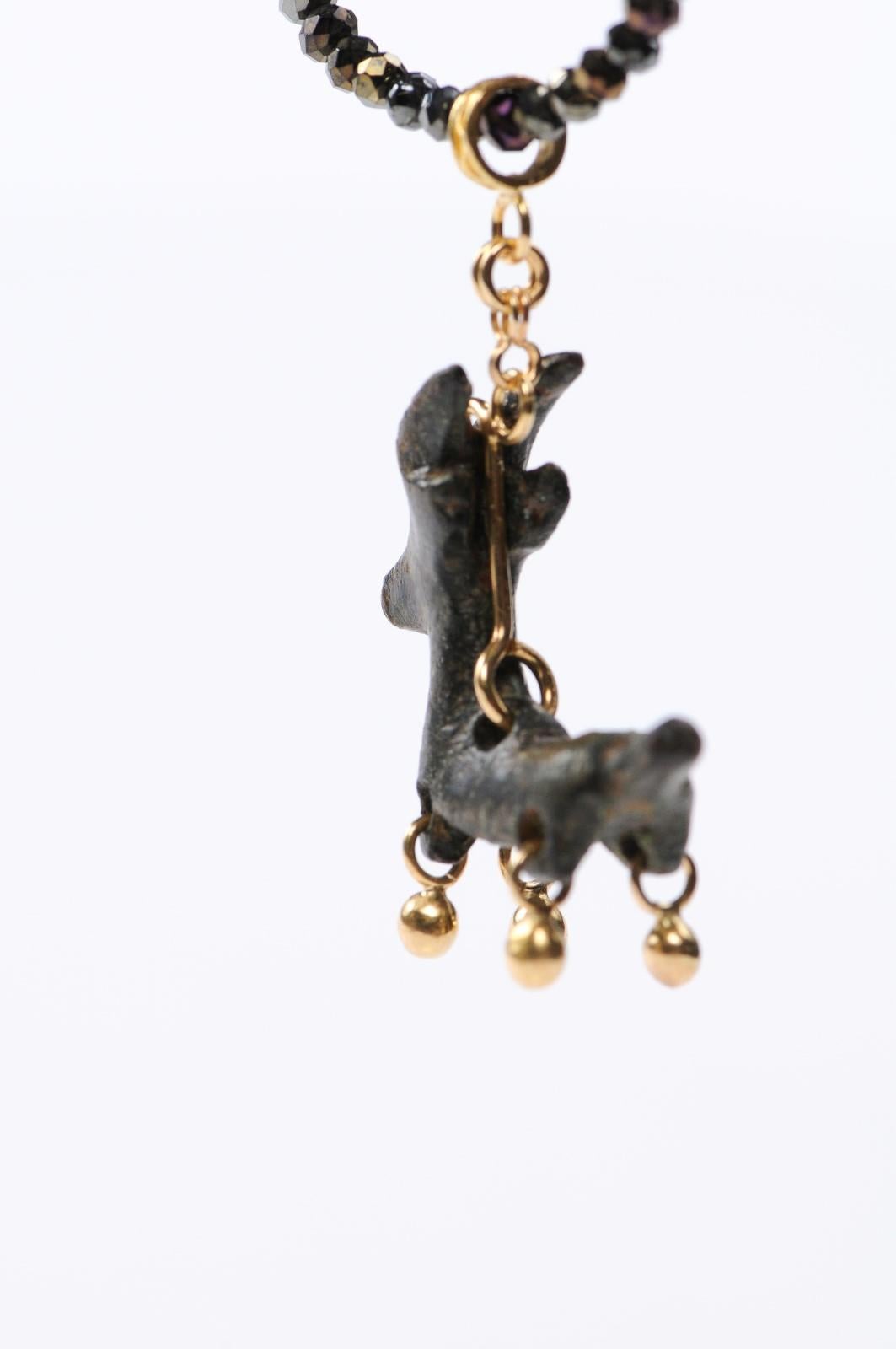 Authentic Ancient Roman Bronze Deer Artifact with 21-Karat Gold Pendant 1