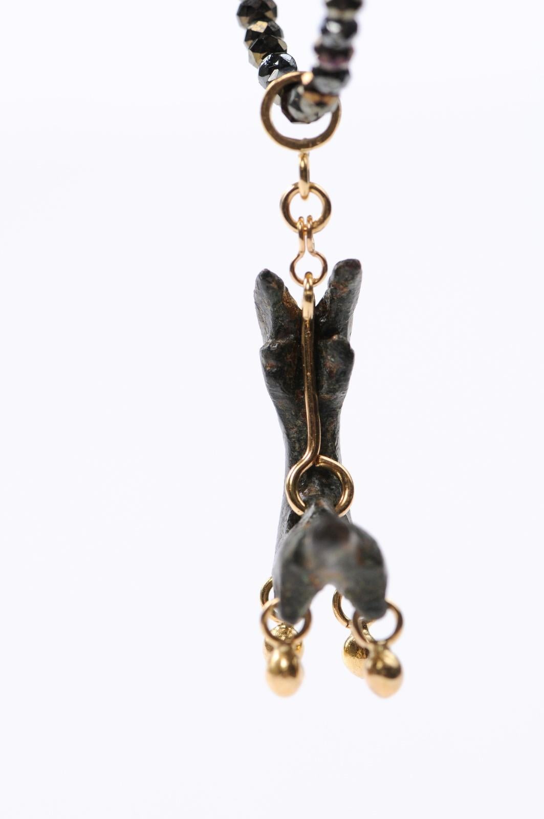 Authentic Ancient Roman Bronze Deer Artifact with 21-Karat Gold Pendant 3