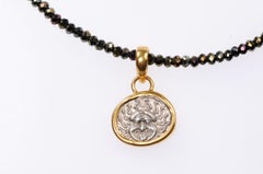 Authentic Greek Apollonia Pontika AR Drachm Coin & 22-Karat Gold Custom Pendant