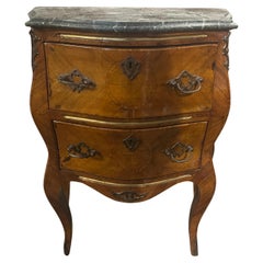 Authentique commode italienne Louis XVI en noyer et marbre Verde Alpi