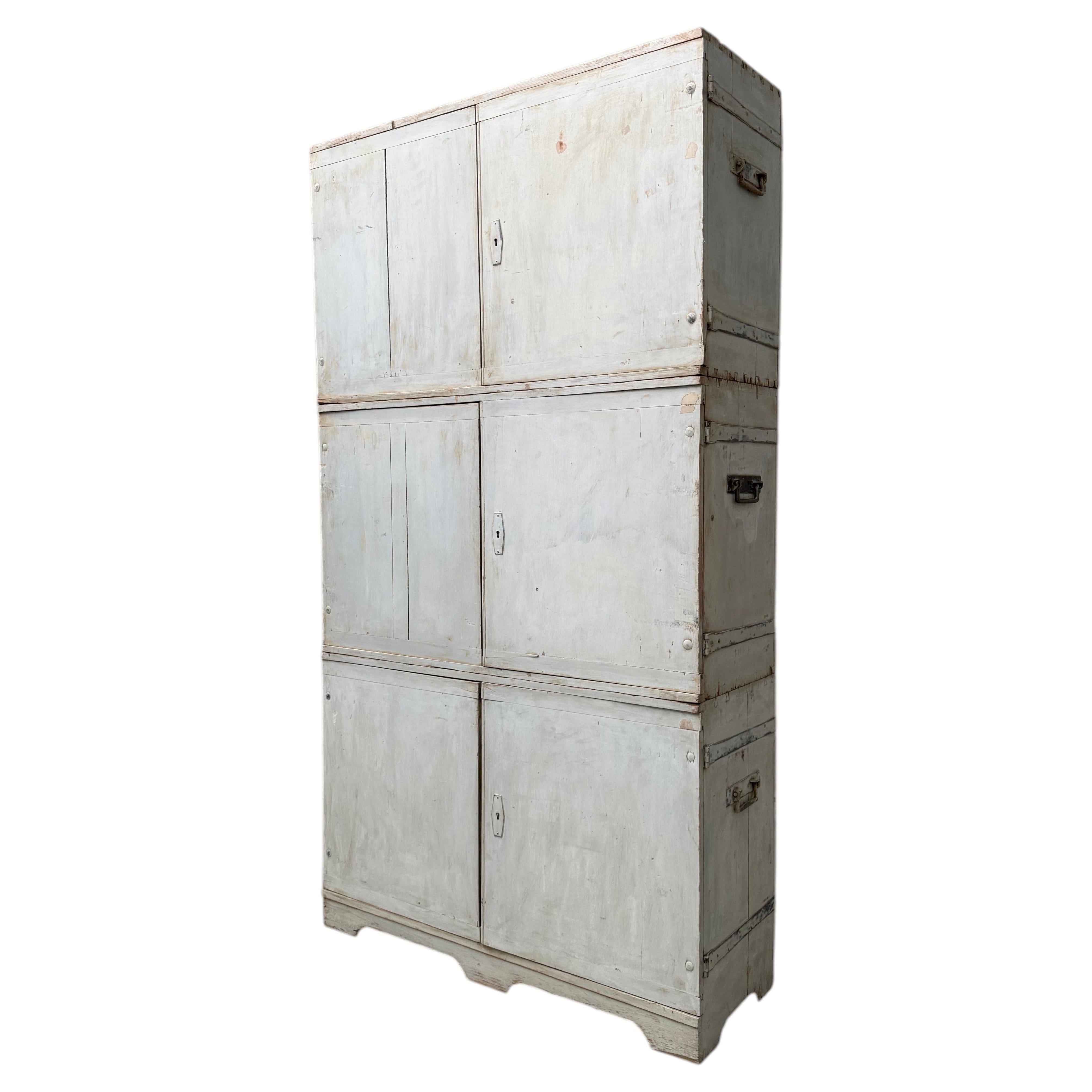 An authentic military campaign storage cupboard in pine For Sale