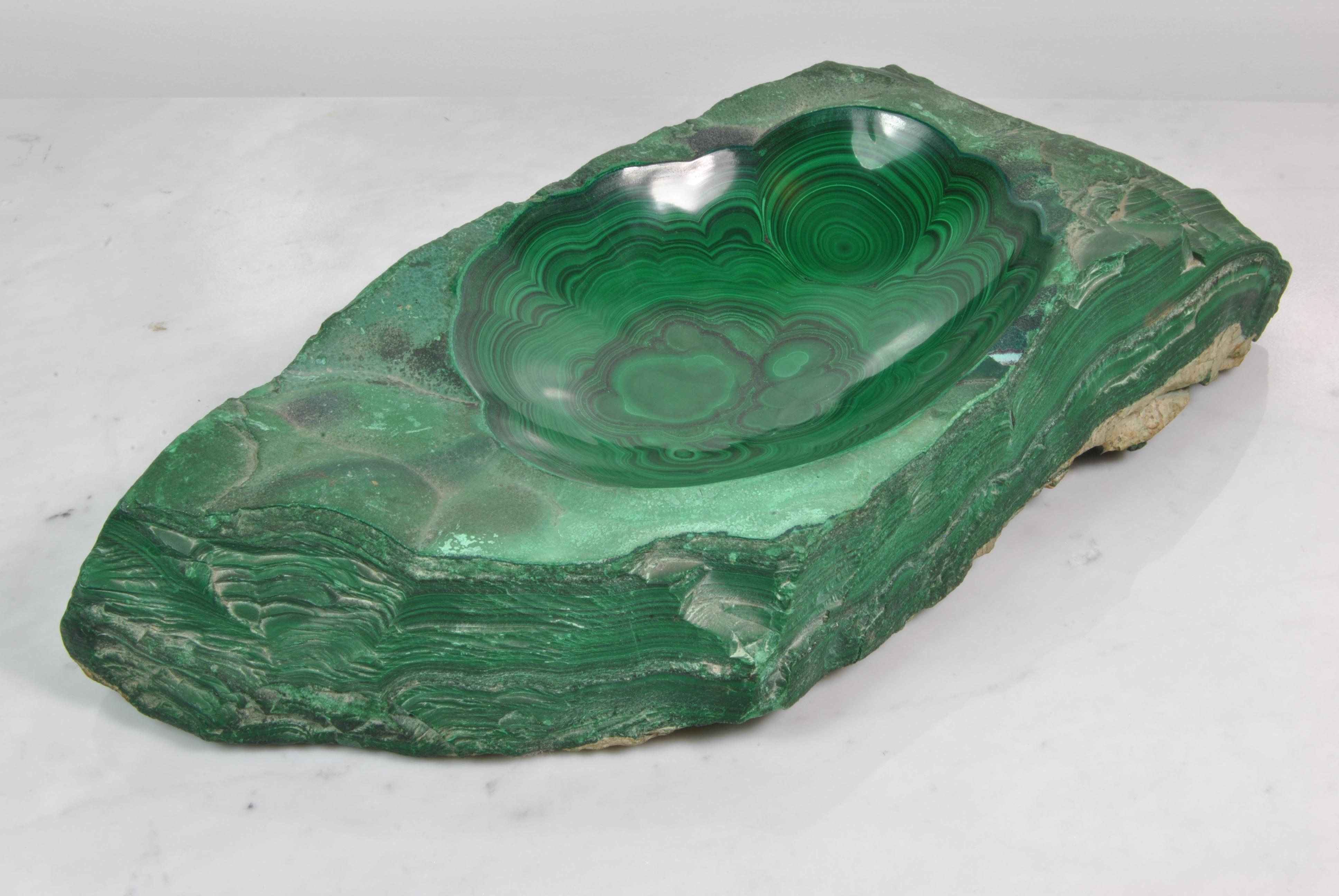 European Awesome Bowl of All Natural Malachite Mineral Stone, Italy, 1950