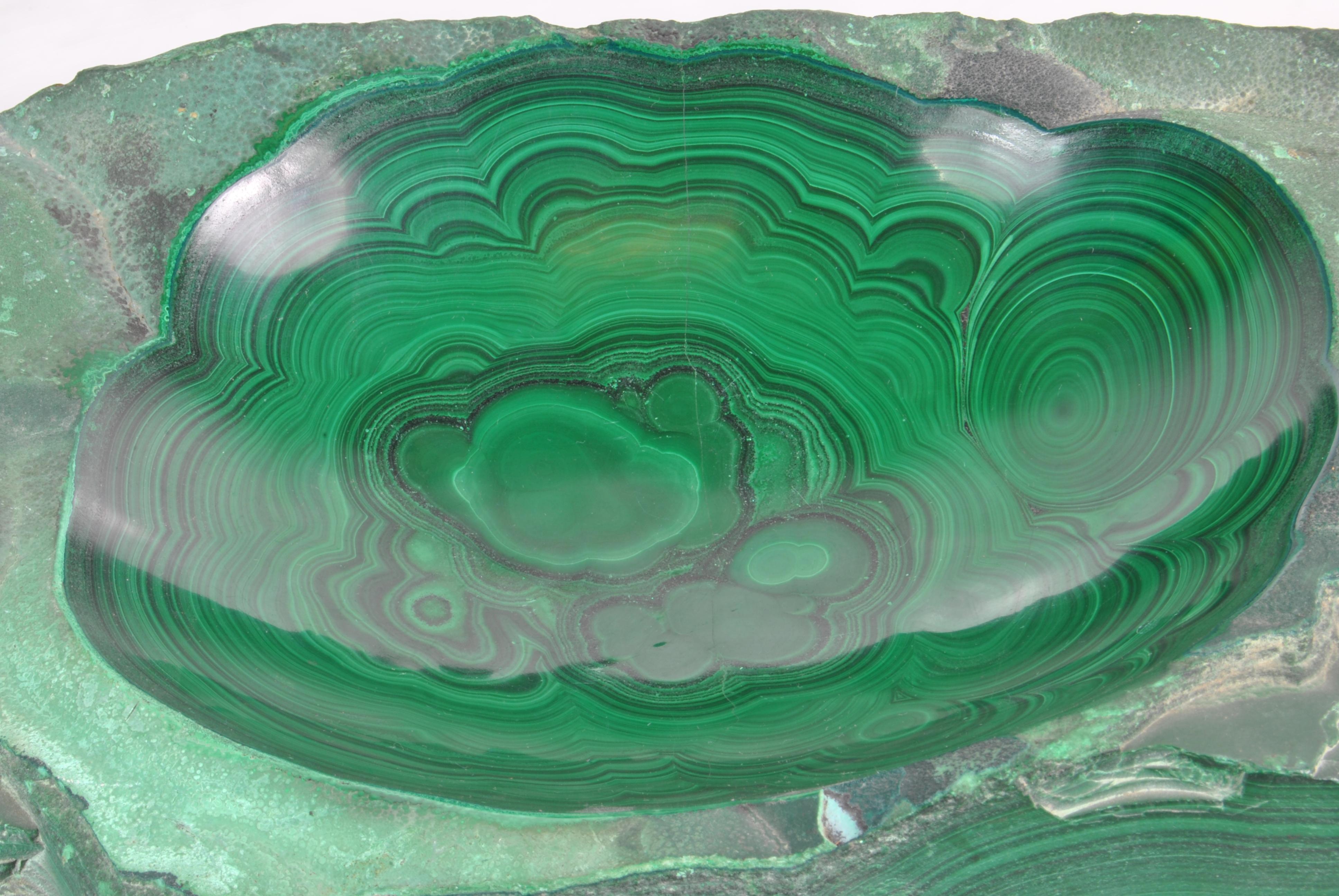 Awesome Bowl of All Natural Malachite Mineral Stone, Italy, 1950 In Good Condition In Napoli, IT