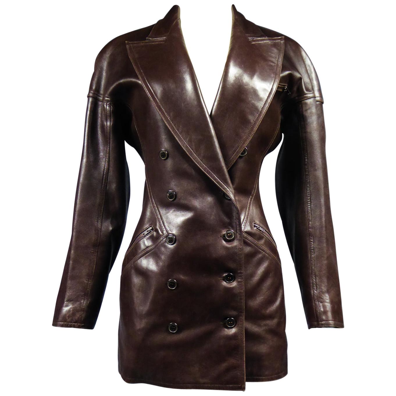 An Azzedine Alaïa Blazer Jacket in Leather Circa 1985-1990