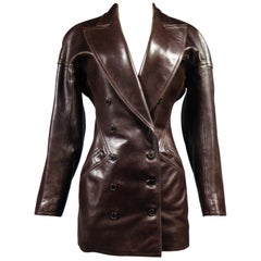 Retro An Azzedine Alaïa Blazer Jacket in Leather Circa 1985-1990