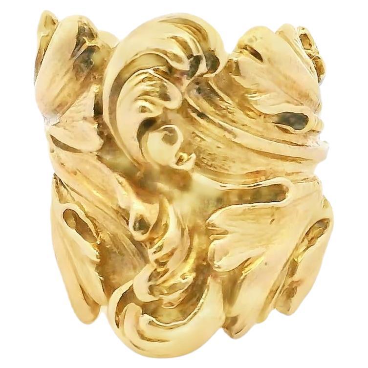 Bague "feuille" en or jaune ancien de la Belle Epoque. en vente