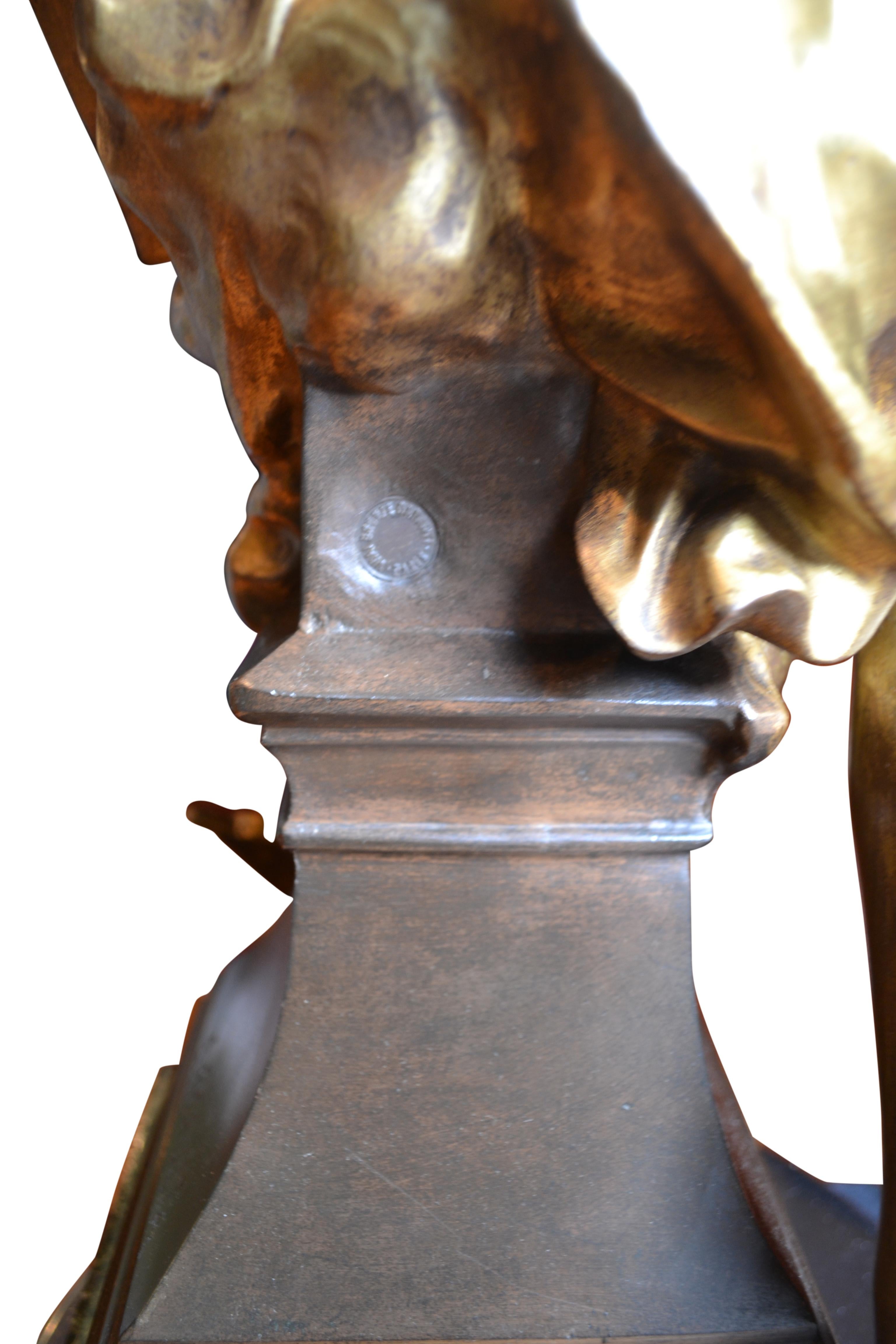E Picault Gilt Bronze Statue Titled 