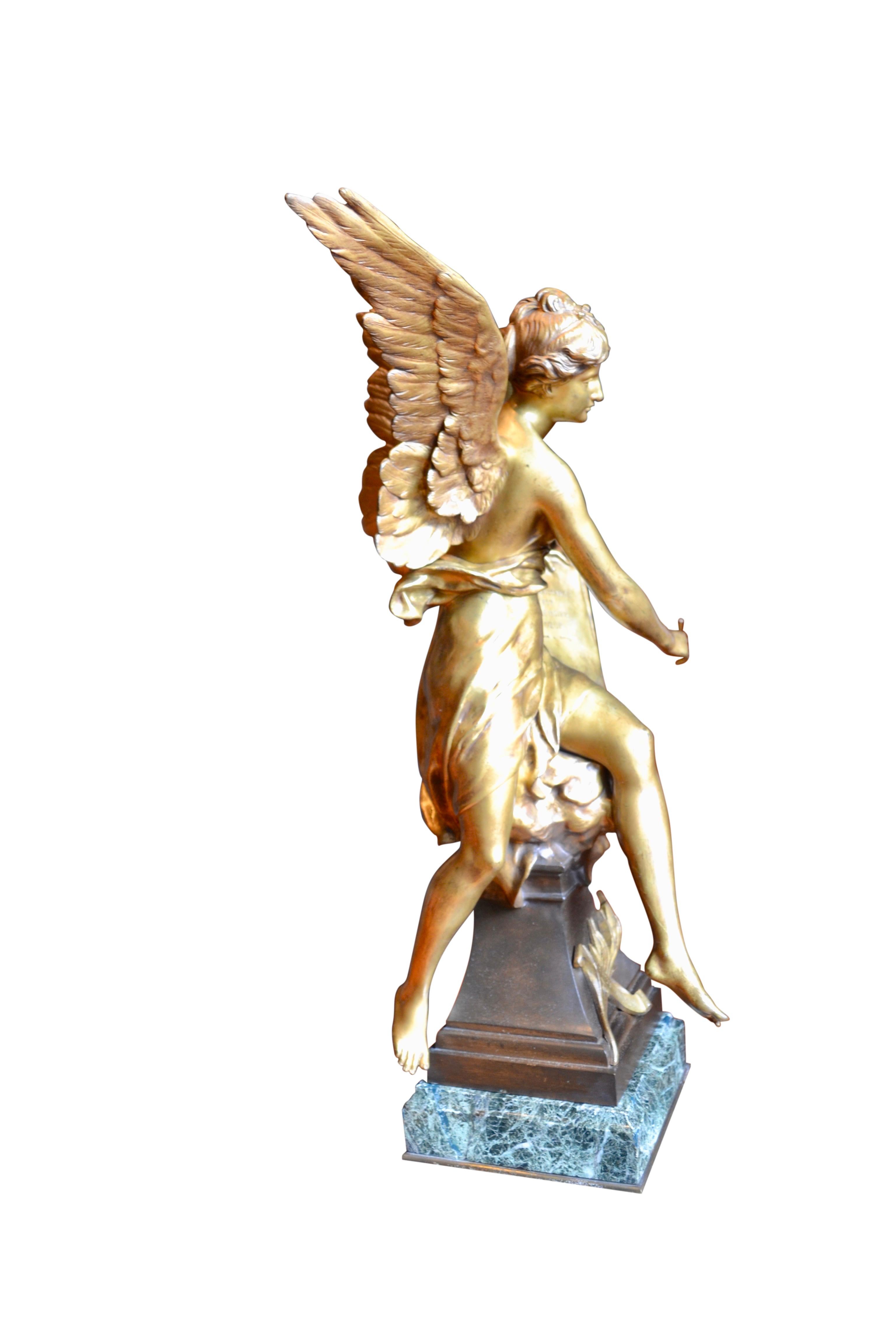 Romantique Statue en bronze doré de Picault intitulée « Gratus Animus » ou « Gratitiude »  en vente